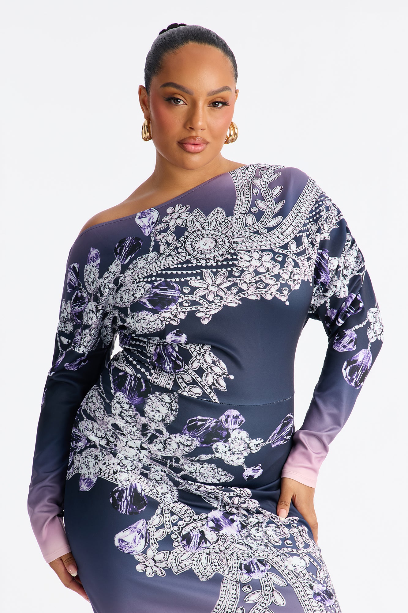Karena Ombre Midi Dress - Purple/combo