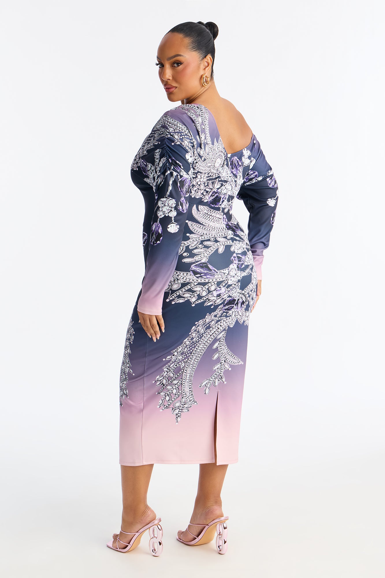 Karena Ombre Midi Dress - Purple/combo