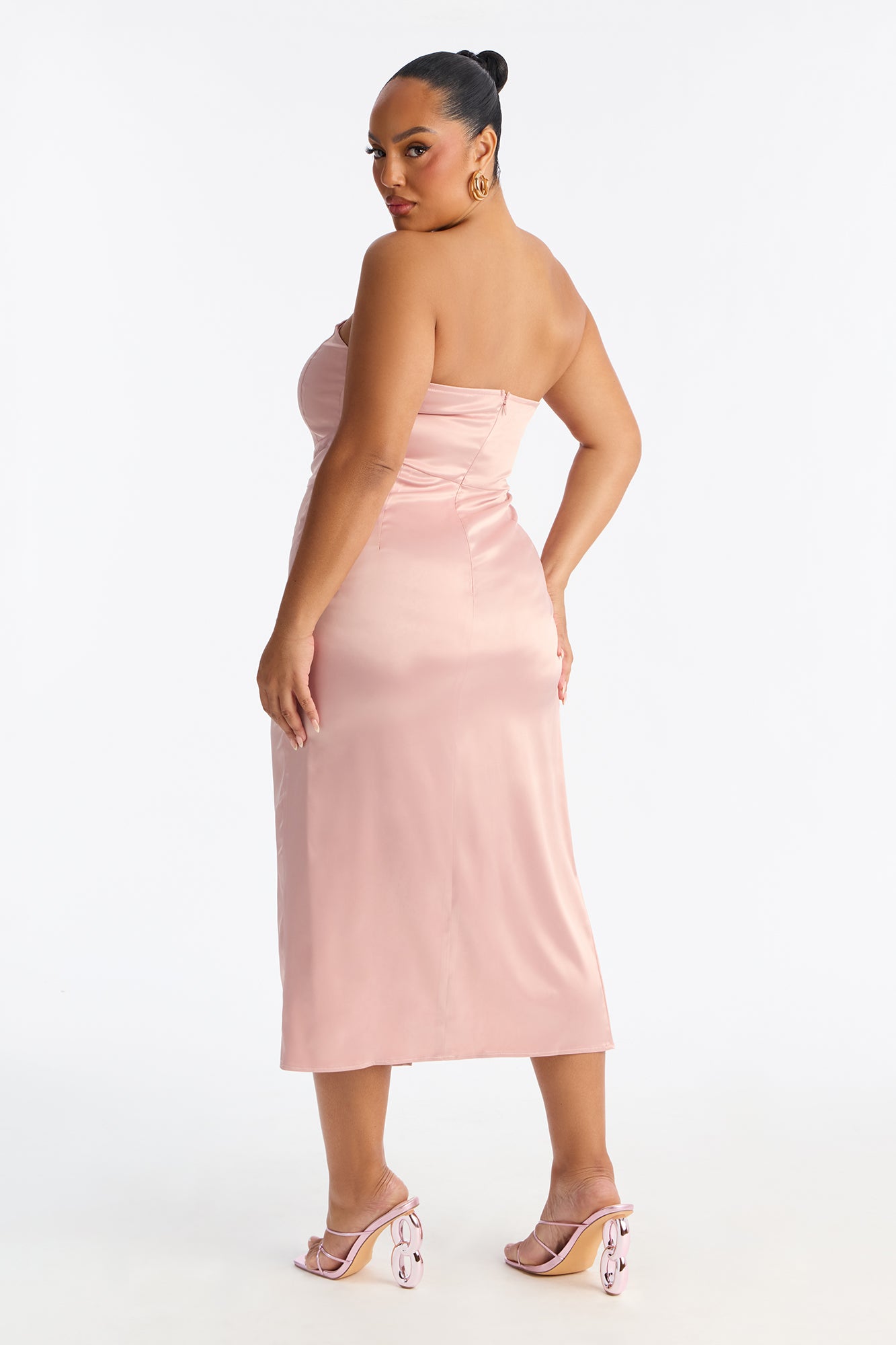 Avalon Corset Satin Midi Dress - Mauve