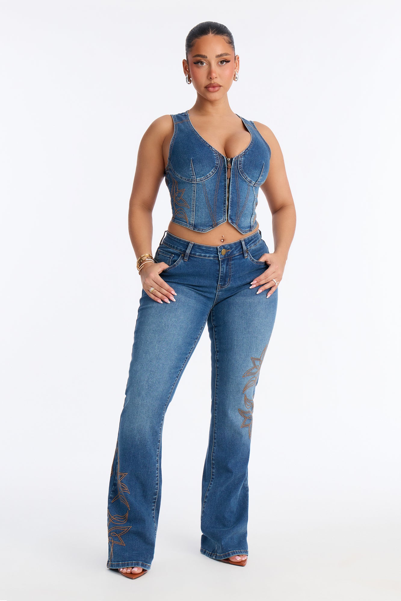 Rodeo Royale Embroidered Bootcut Jeans - Dark Wash