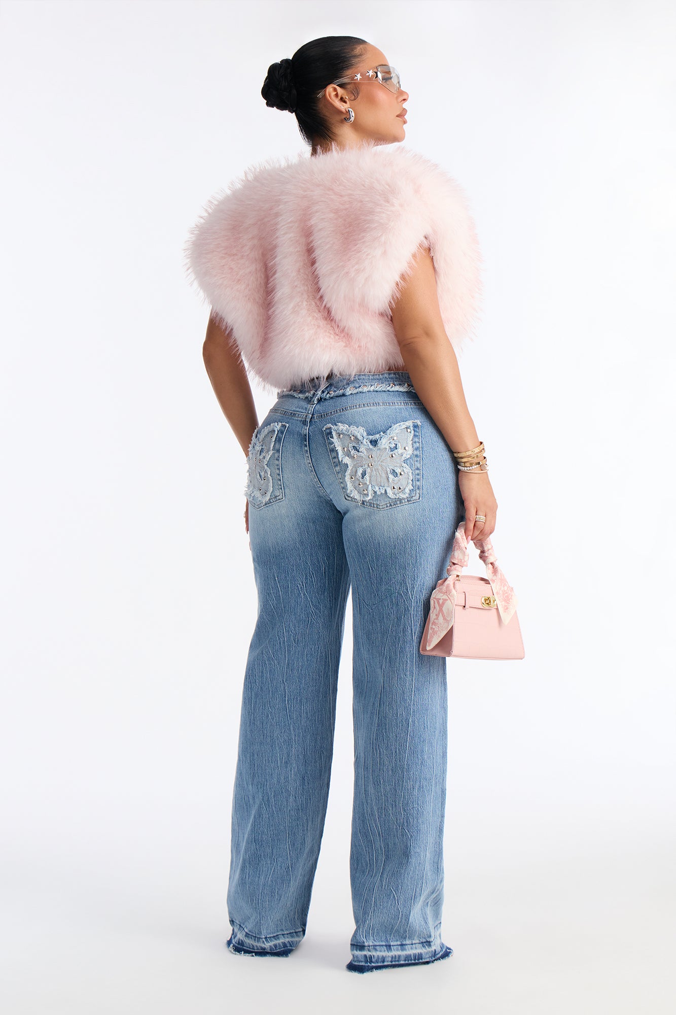 Fly Away Butterfly Jeans - Light Wash
