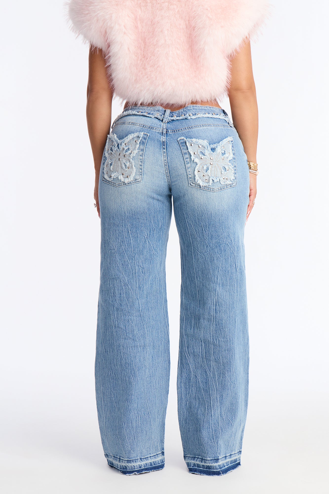 Fly Away Butterfly Jeans - Light Wash