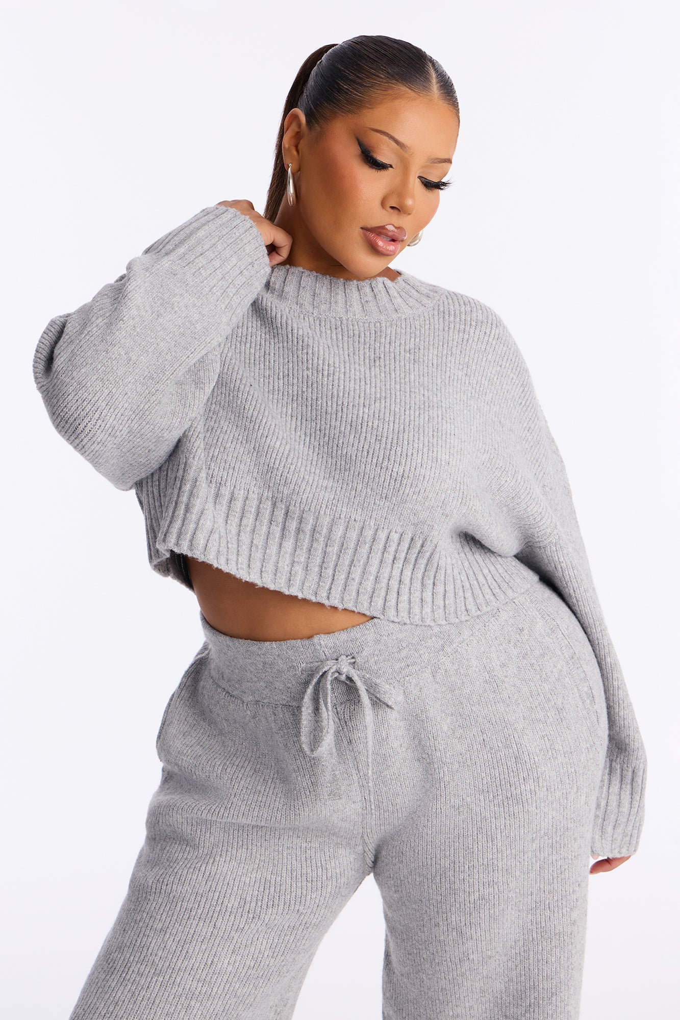 Mila Pullover Sweater Pant Set - Charcoal