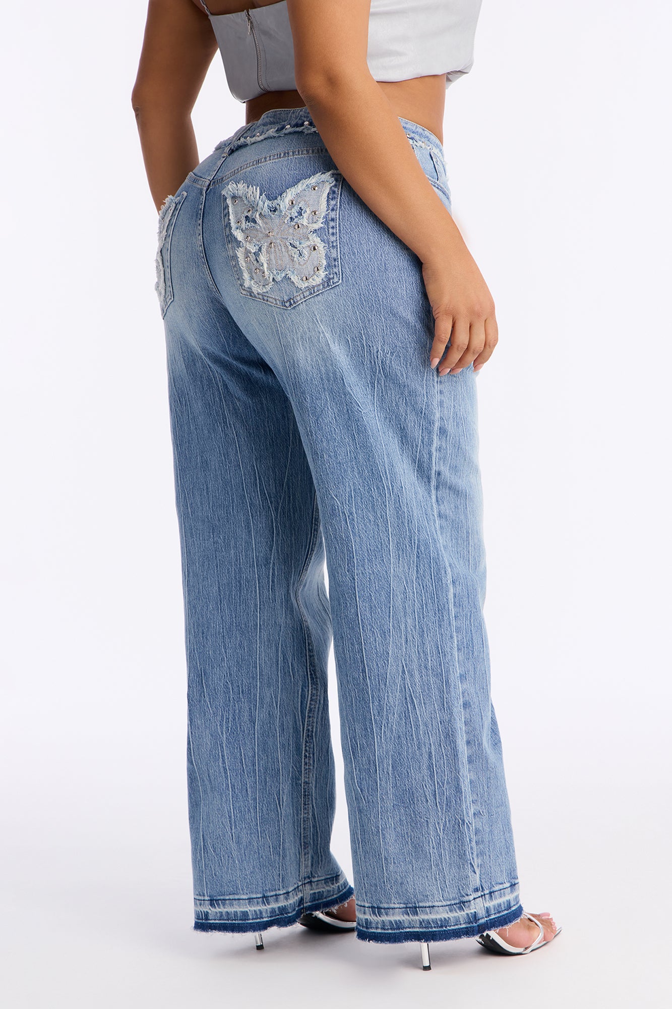 Fly Away Butterfly Jeans - Light Wash