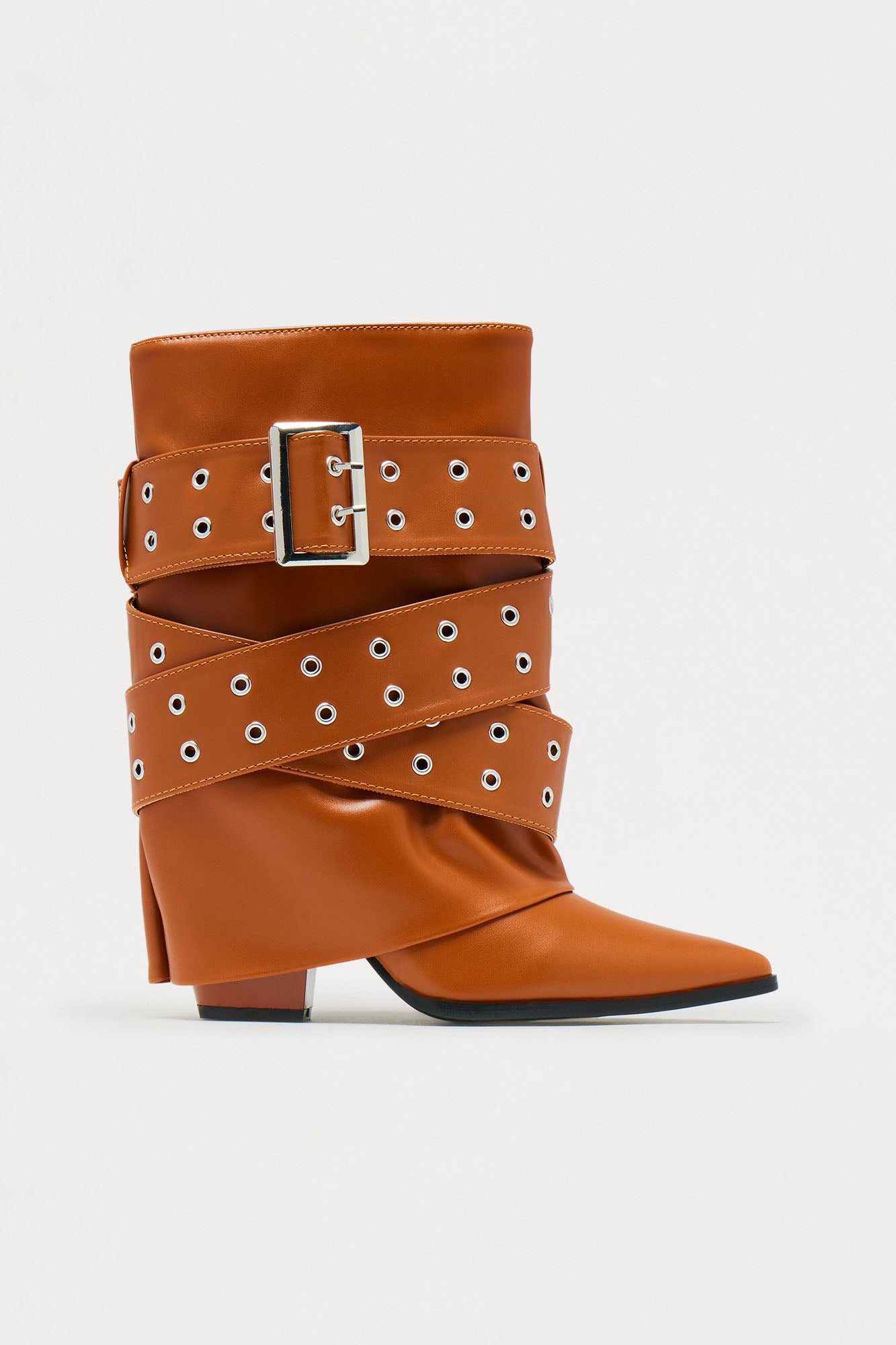 Loxley Buckle Overlay Boots - Tan