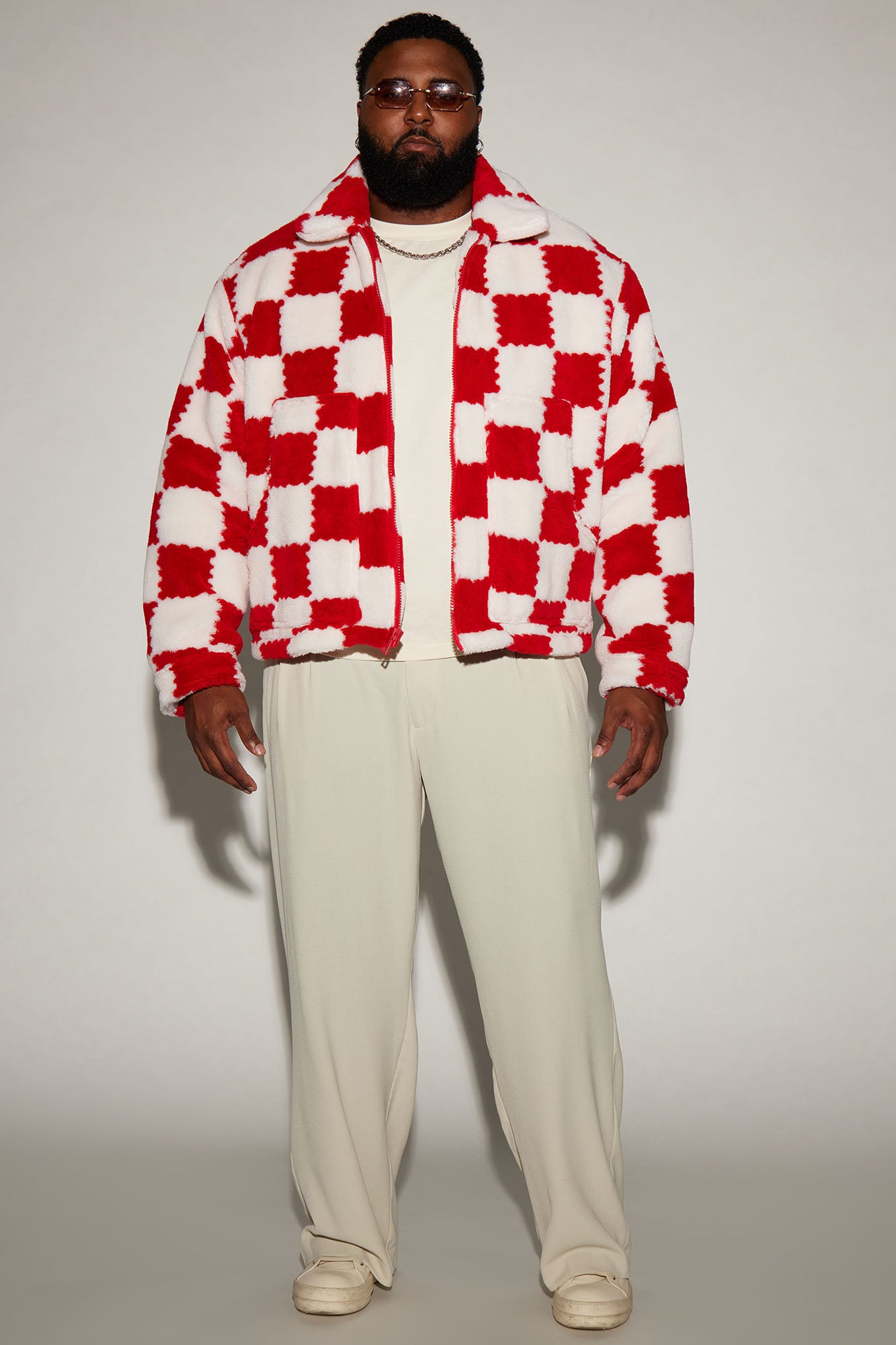 Playin' Chess Sherpa Jacket - Red/combo