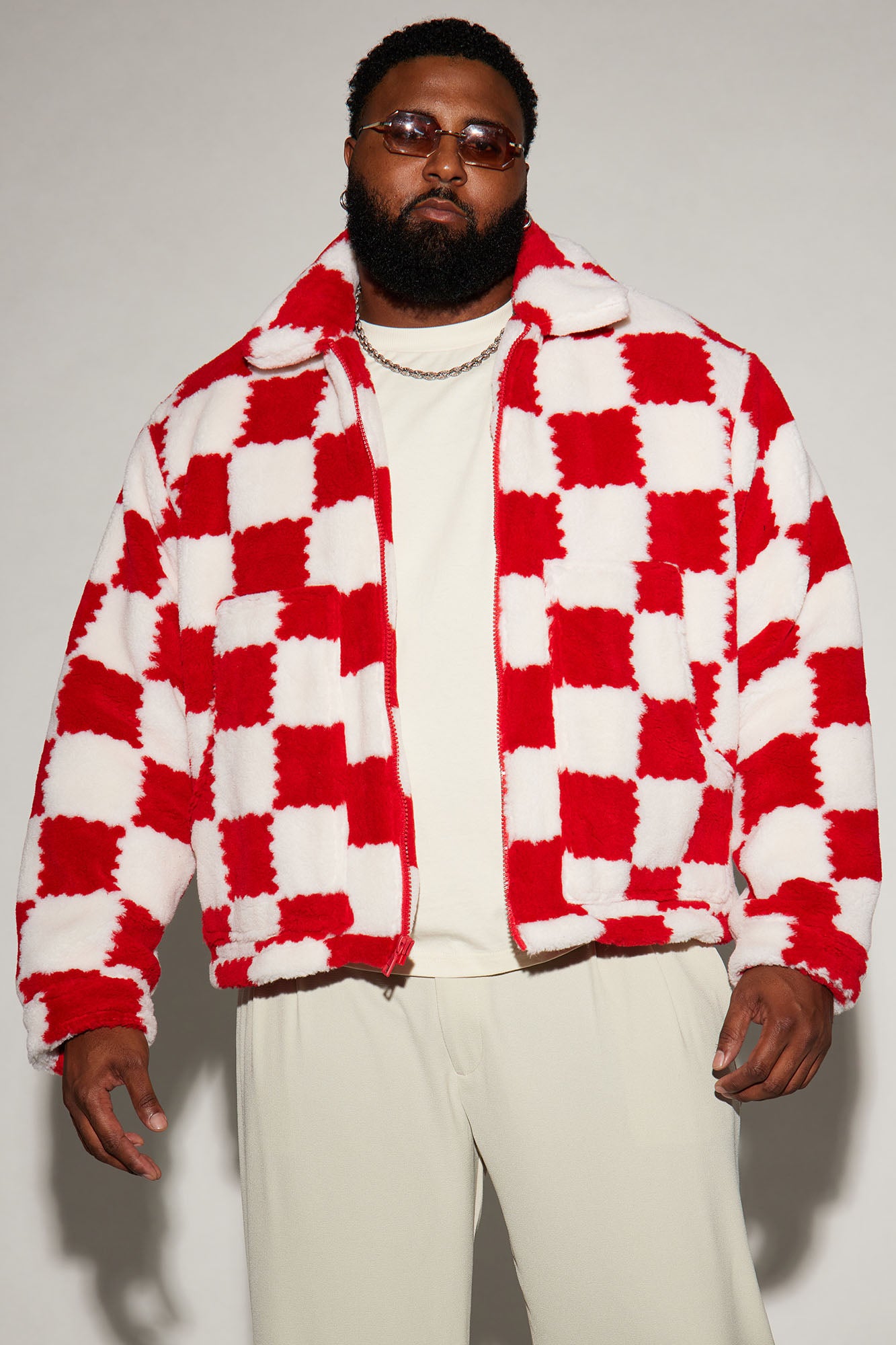 Playin' Chess Sherpa Jacket - Red/combo