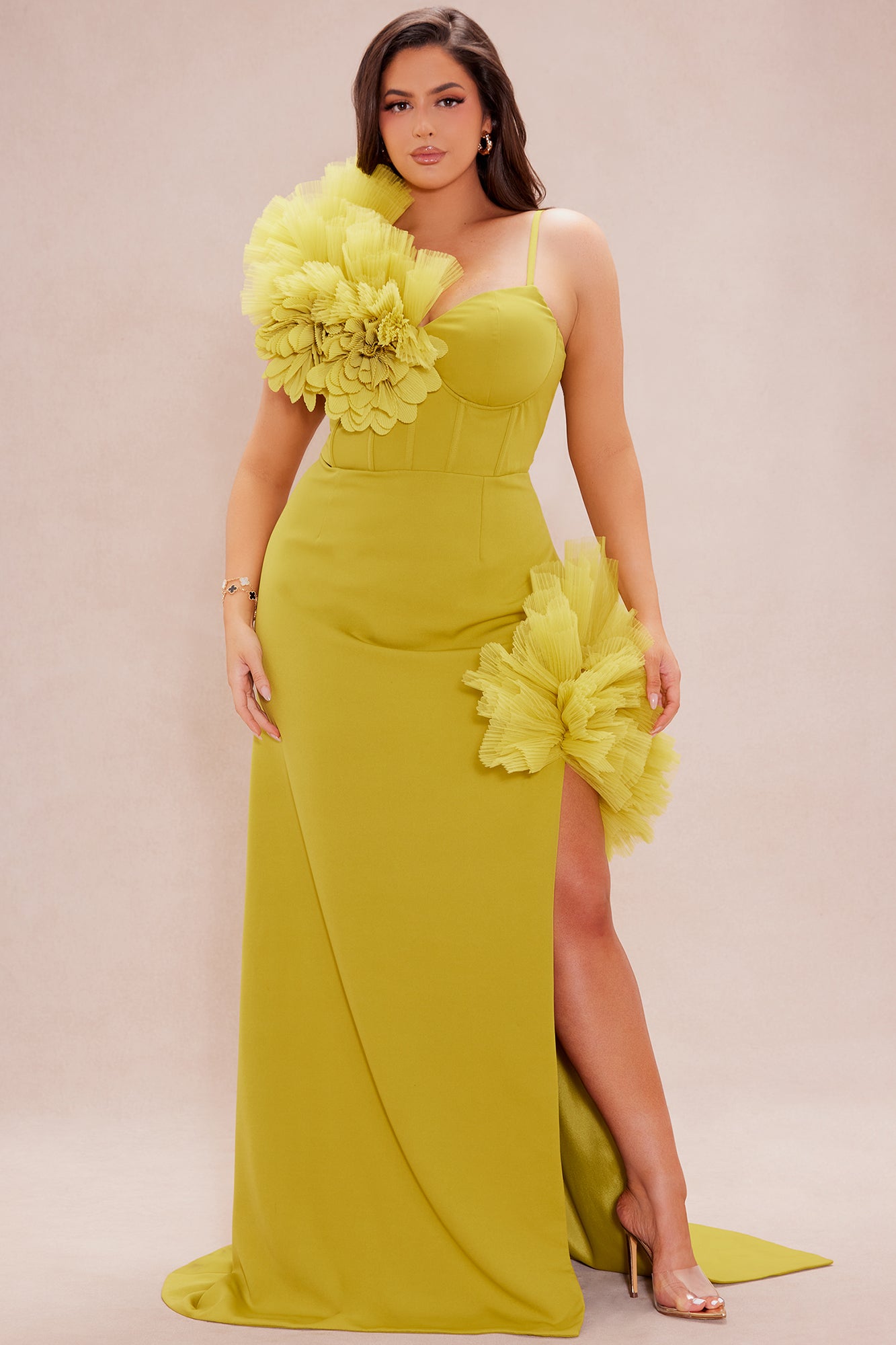Sarafina Ruffle Maxi Dress - Chartreuse