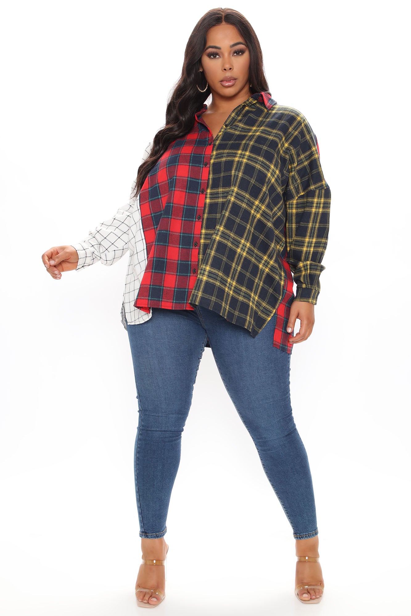 Mixed Emotions Mixed Feelings Flannel Top - Red/combo