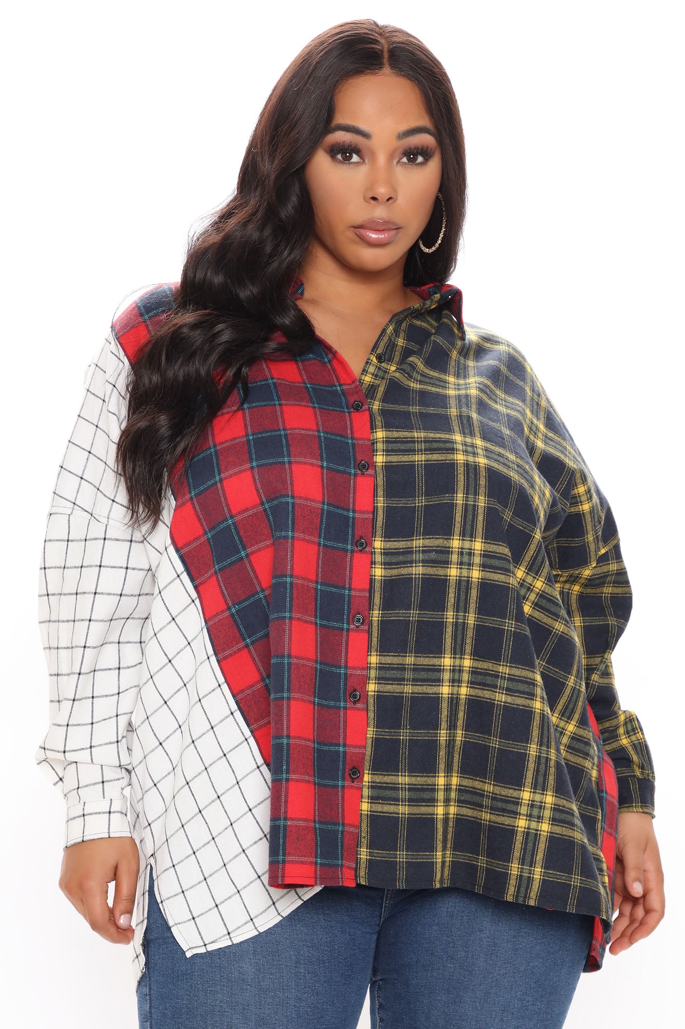 Mixed Emotions Mixed Feelings Flannel Top - Red/combo