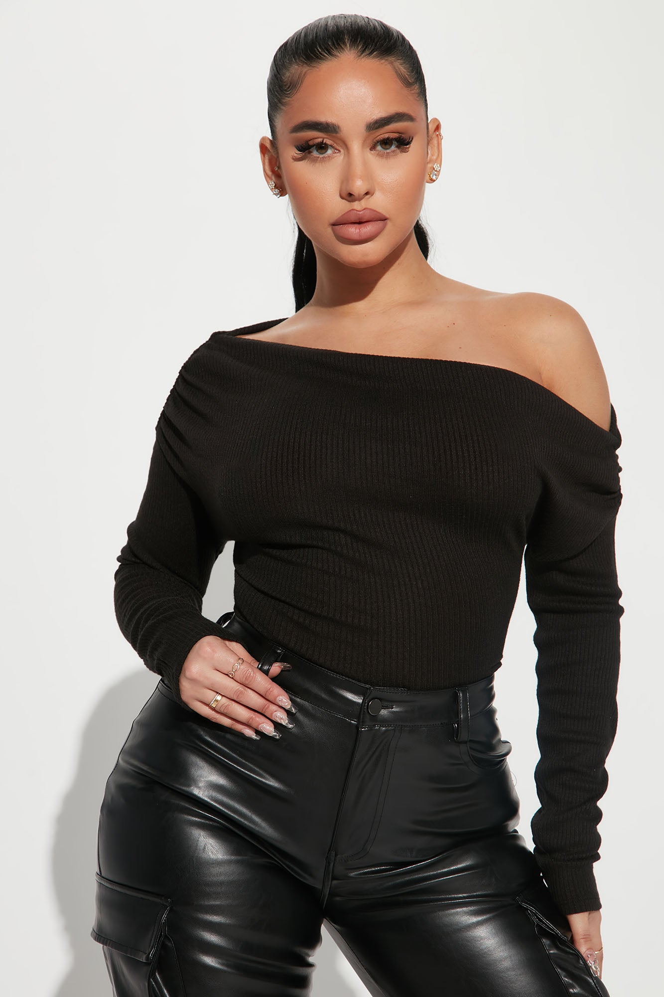 Lover Girl Sweater Bodysuit - Black