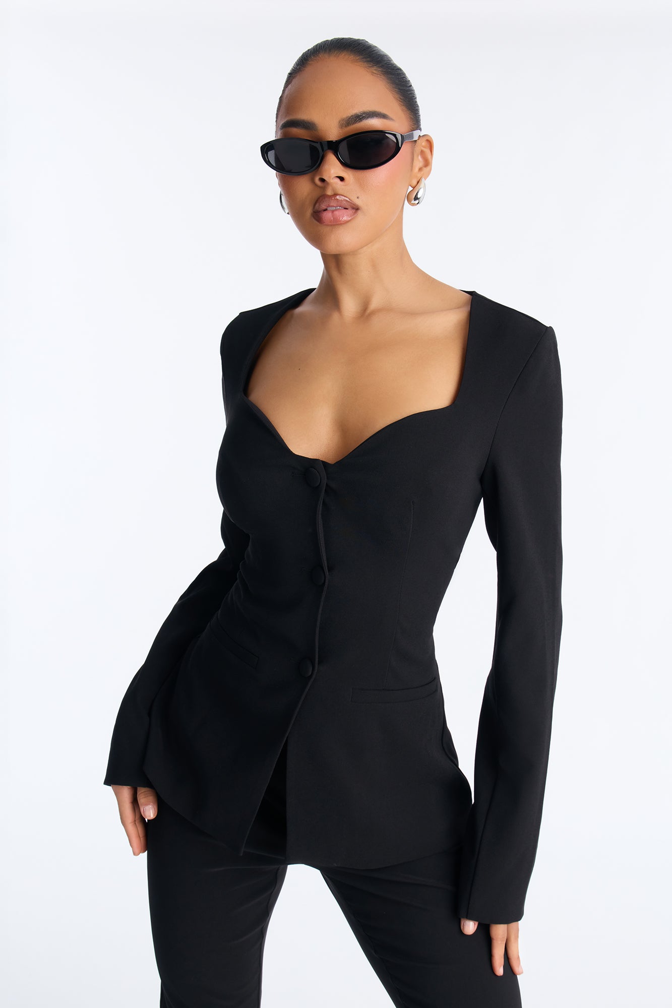 Bianca Blazer Capri Set - Black