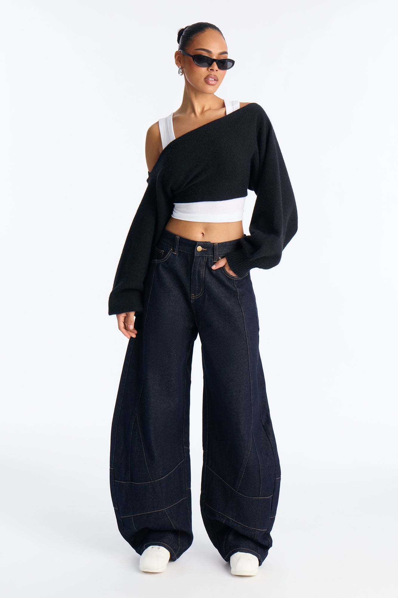 Soho Meet Cute Baggy Non Stretch Jeans - Dark Denim