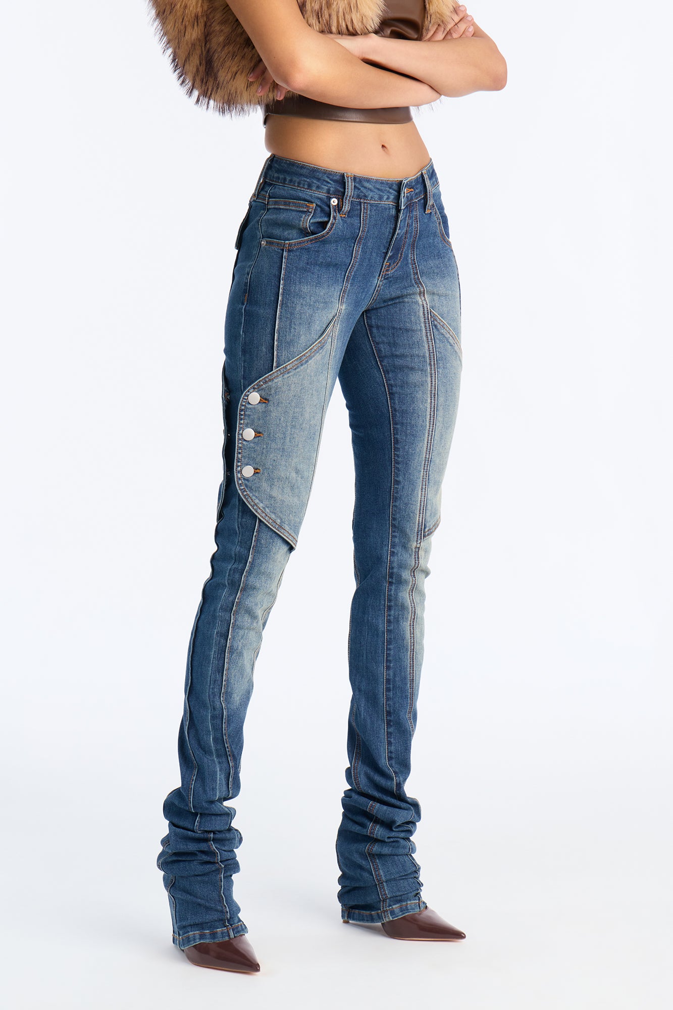 Lay Low Rise Stacked Slim Straight Leg Jeans - Dark Wash