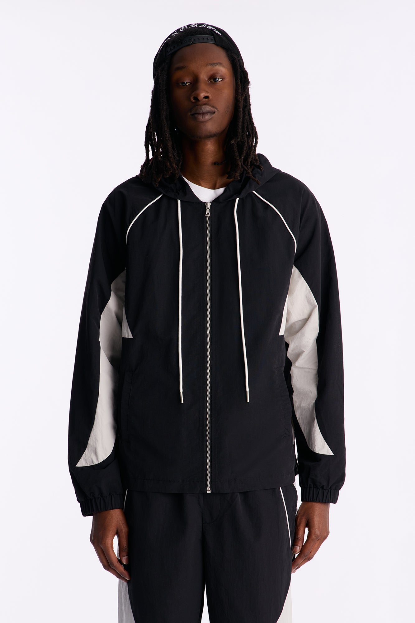 Relaxed Aura Coded Hooded Track Jacket - Black