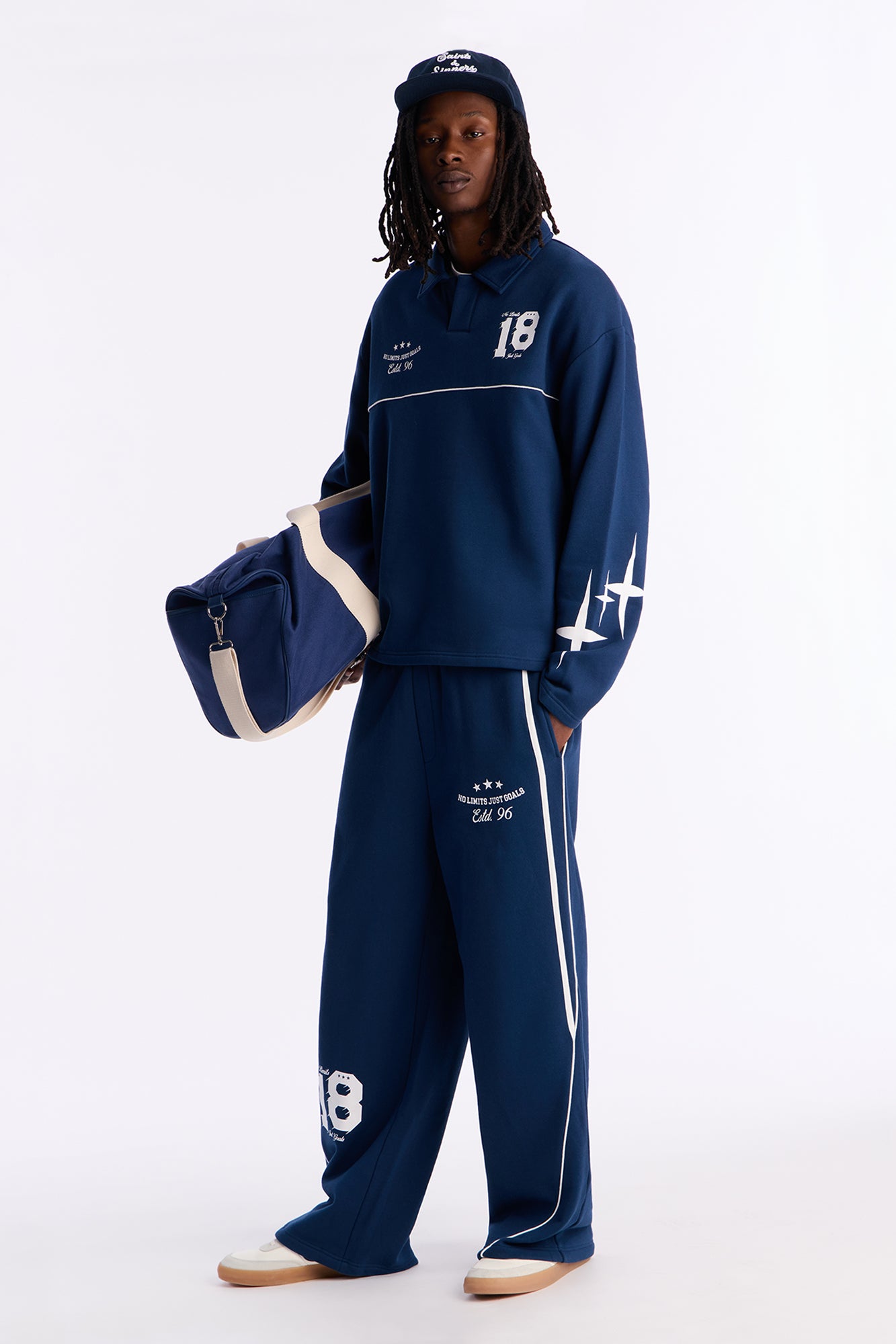 No Limits Long Sleeve Fleece Polo - Navy
