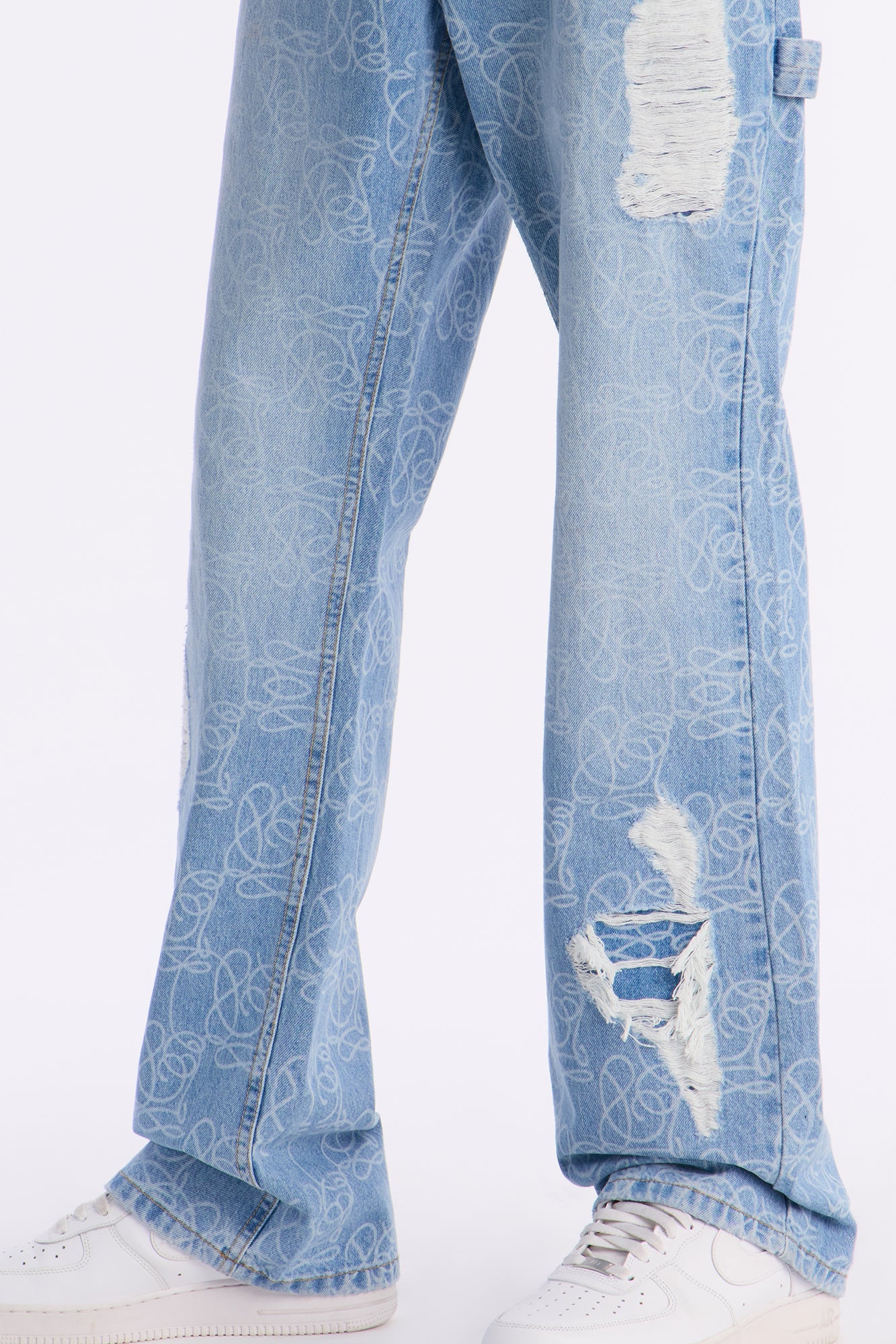 Stacked Slim Flare Slide Thru Distressed Jean - Medium Blue Wash
