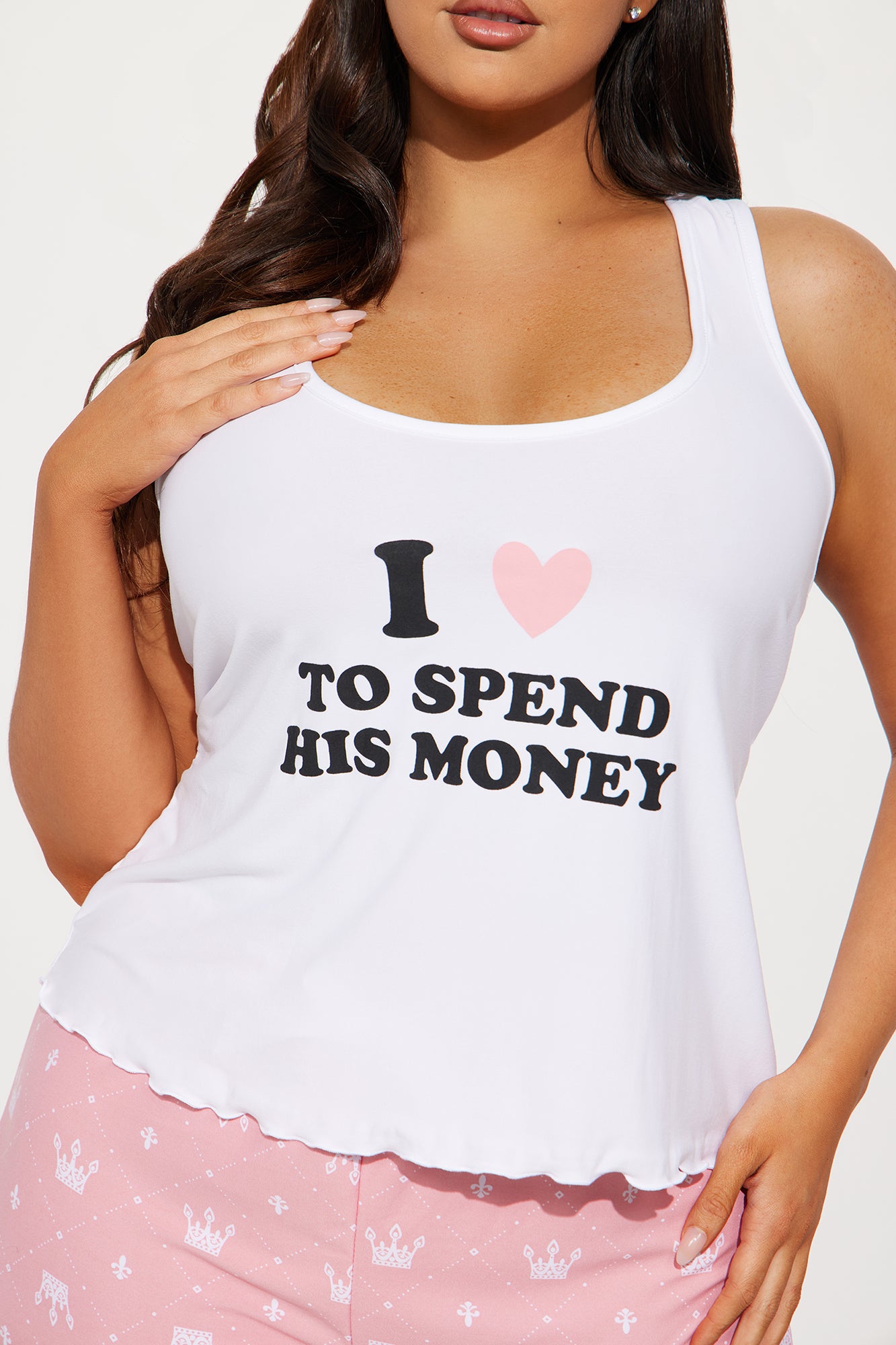 Love To Spend His Money PJ Pant Set - Pink/combo