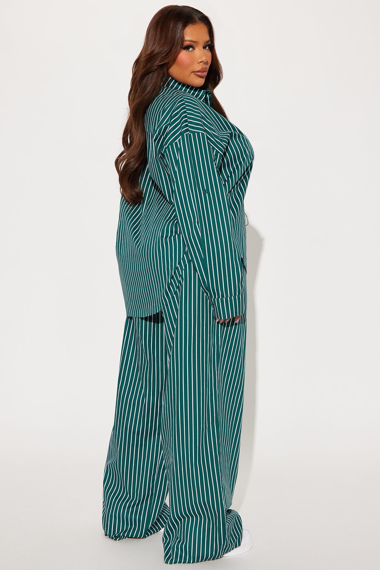 Sara Striped Wide Leg Pant Set - Green