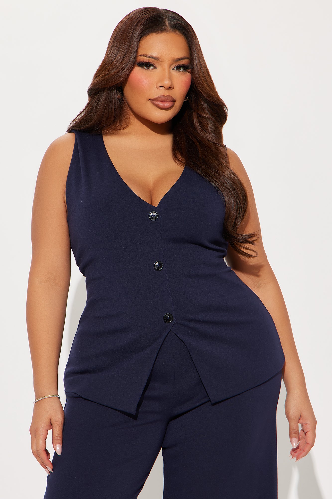 Roxi Vest Pant Set - Navy
