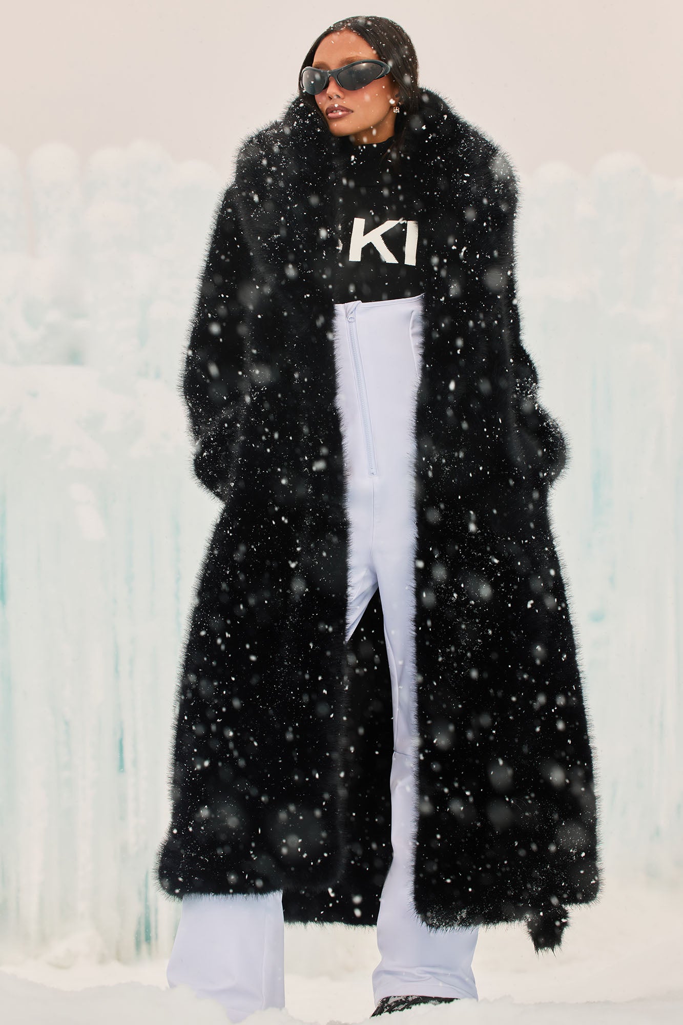 Madison Faux Fur Coat - Black