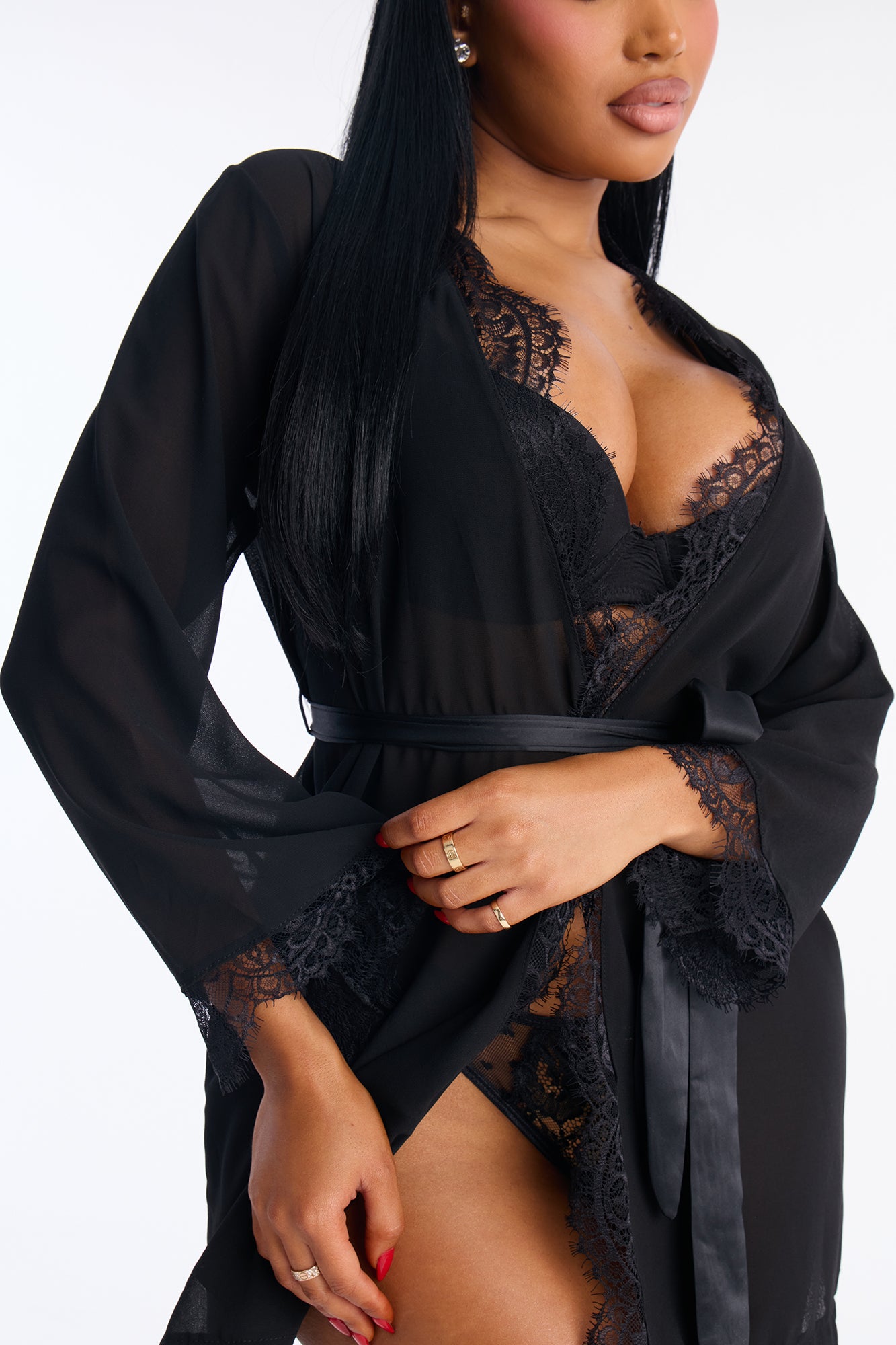 Muse Me Sheer Robe - Black