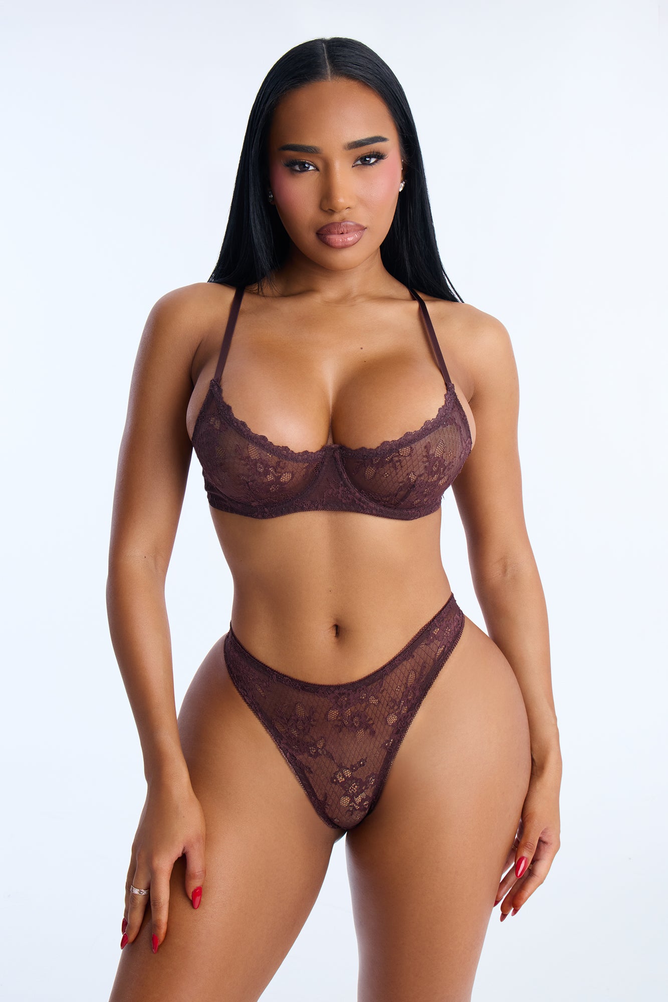 Hopeless Romantic Lace Bra And Panty 2 Piece Set - Chocolate