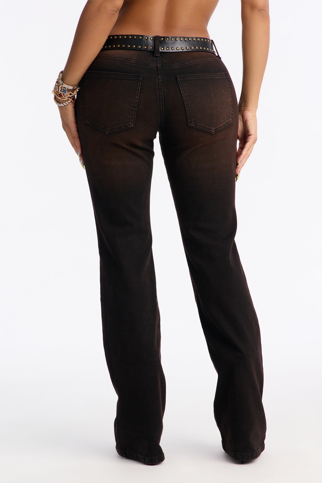Love You More Belted Bootcut Jeans - Brown