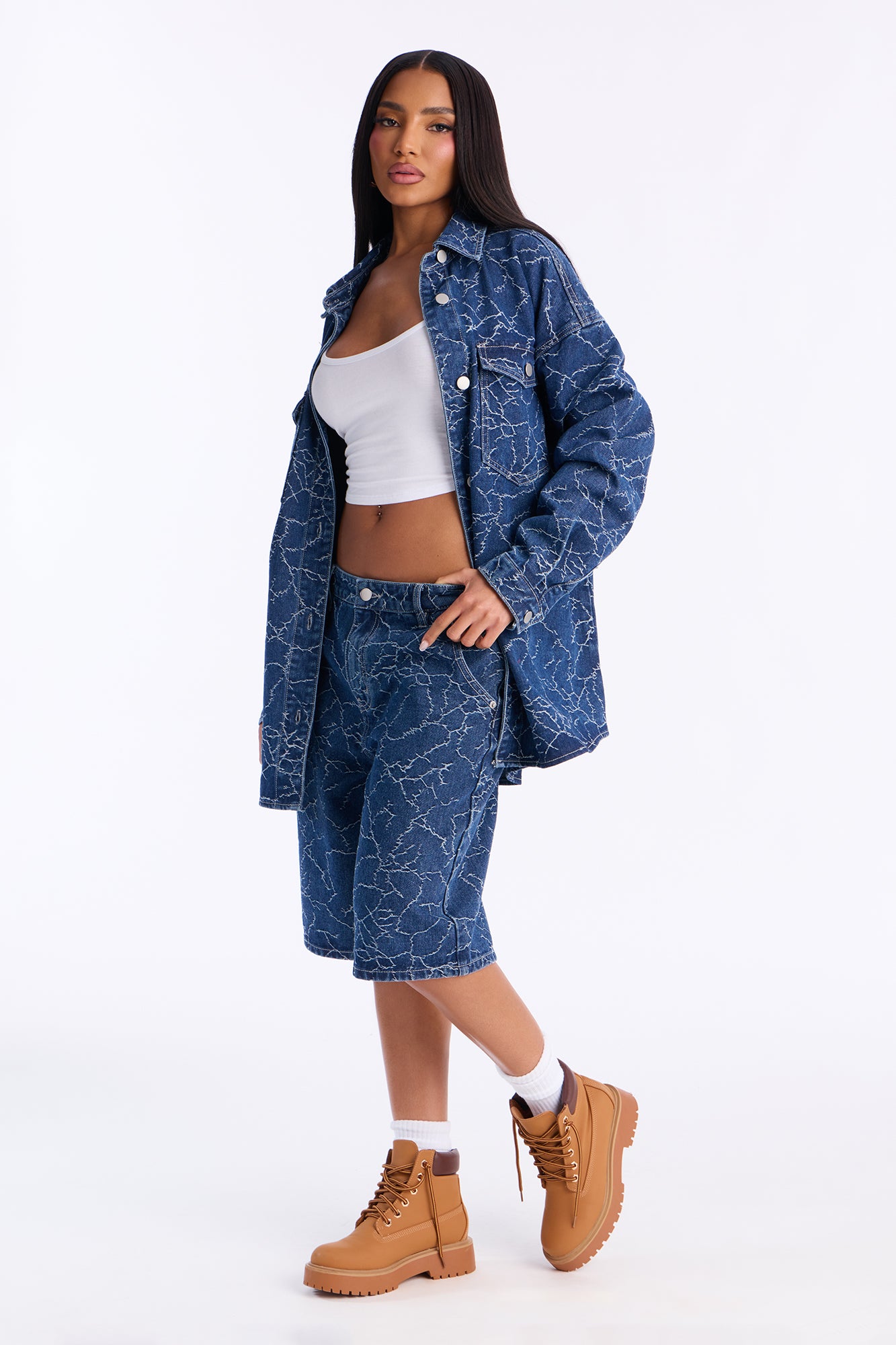 Live Wire Oversized Denim Shacket - Dark Wash