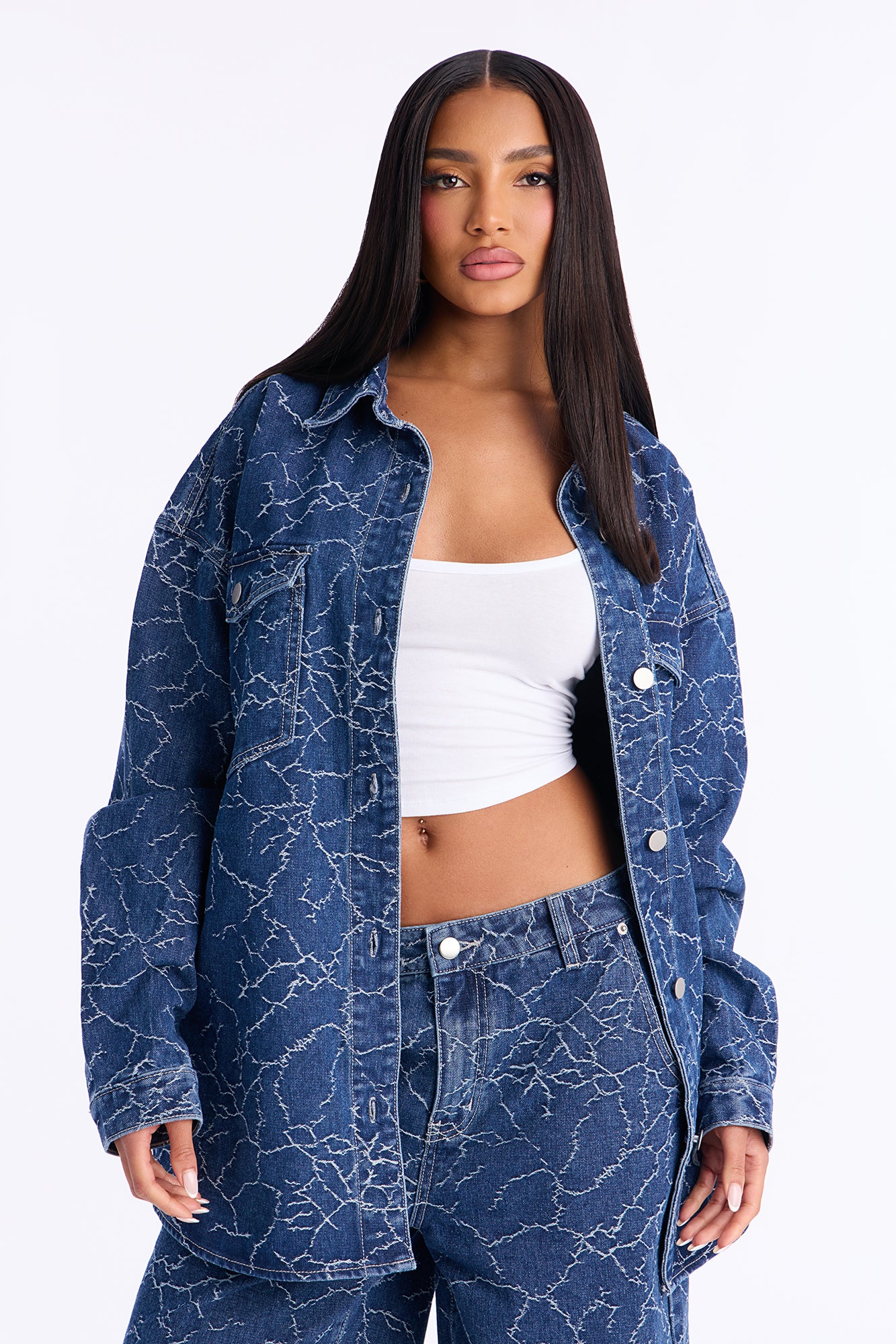 Live Wire Oversized Denim Shacket - Dark Wash