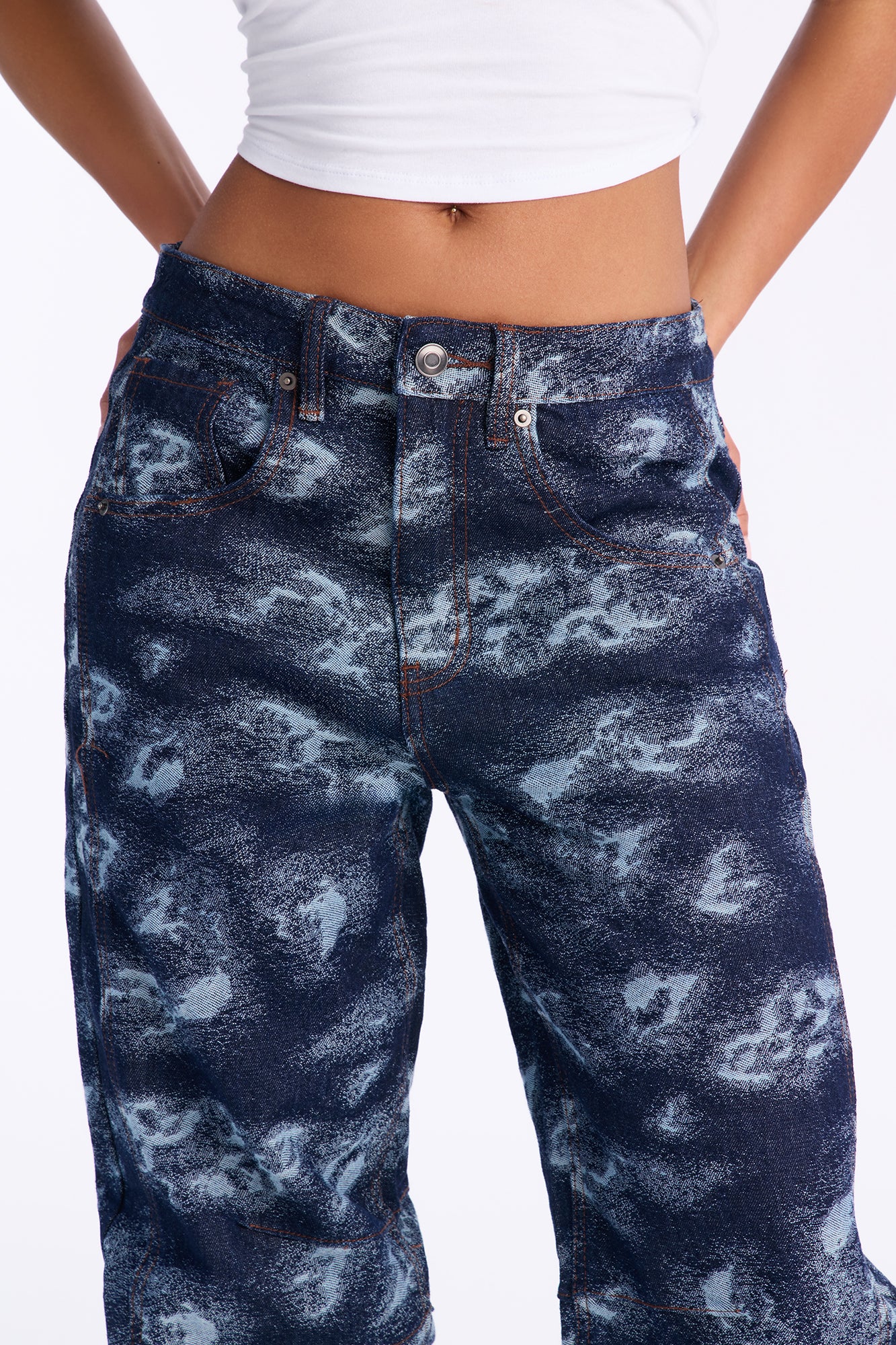 Sky's The Limit Non-Stretch Loose Jeans - Dark Wash
