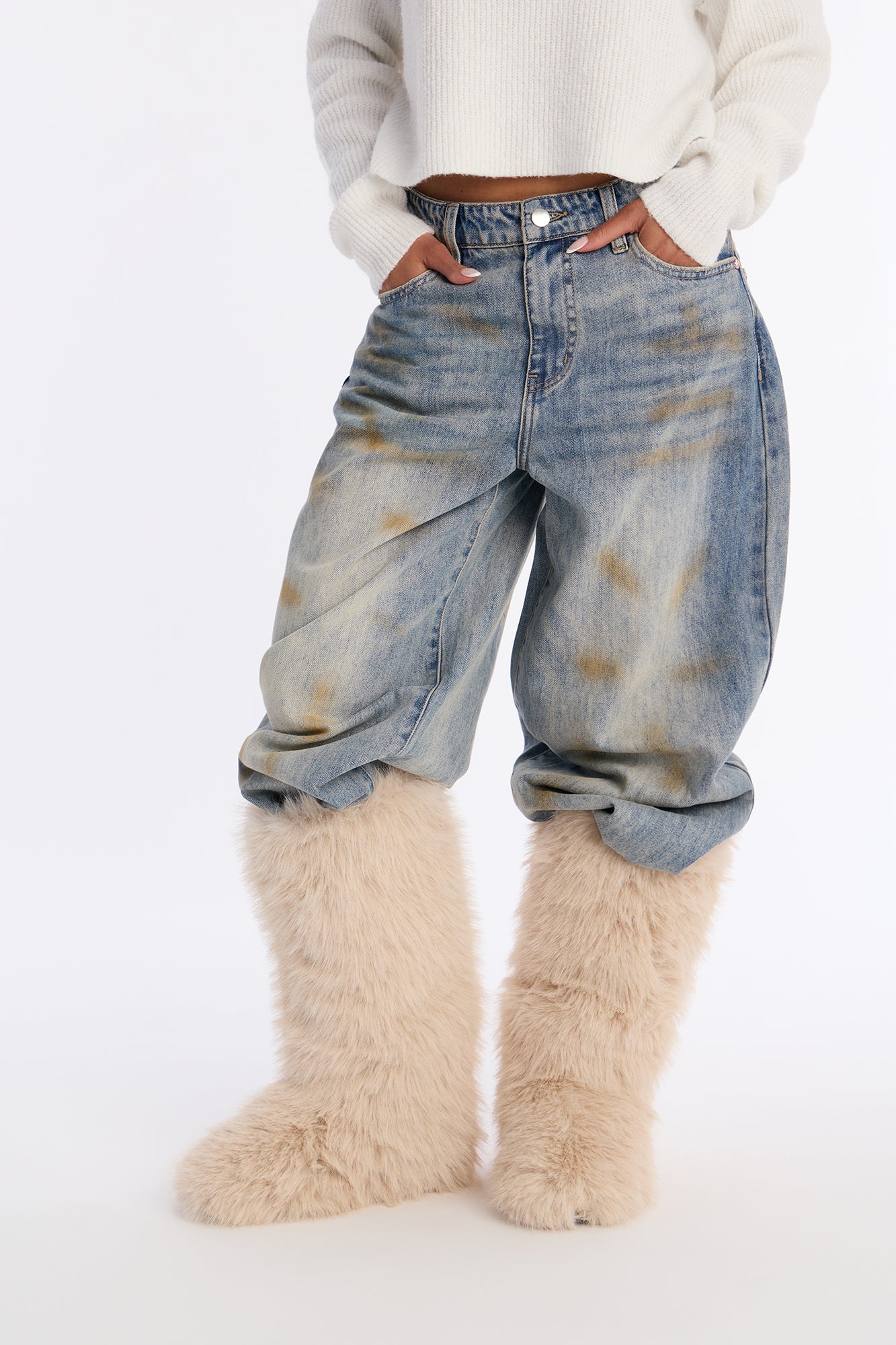 Fireside Faux Fur Boots - Beige
