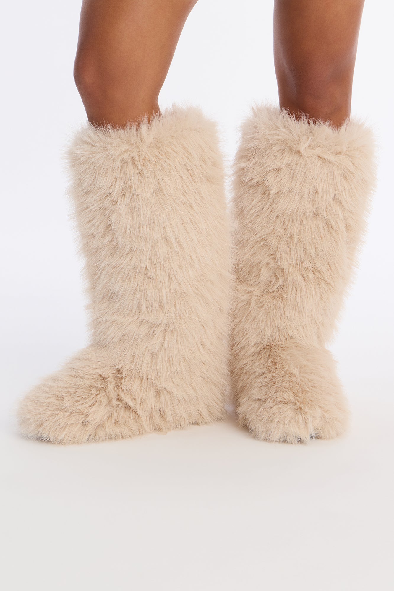 Fireside Faux Fur Boots - Beige