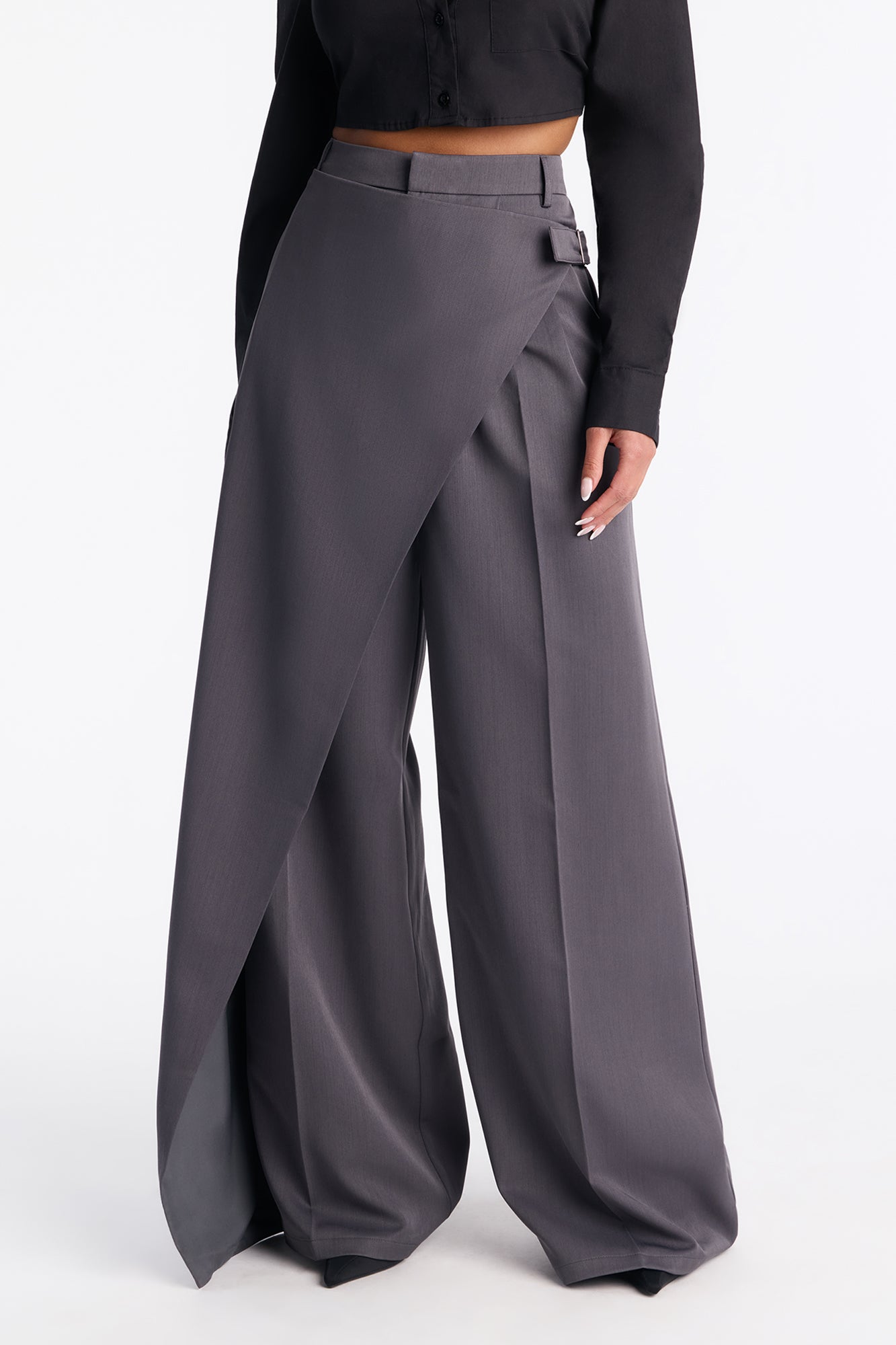 Tailored Touch Wrap Front Trouser 33″ - Charcoal