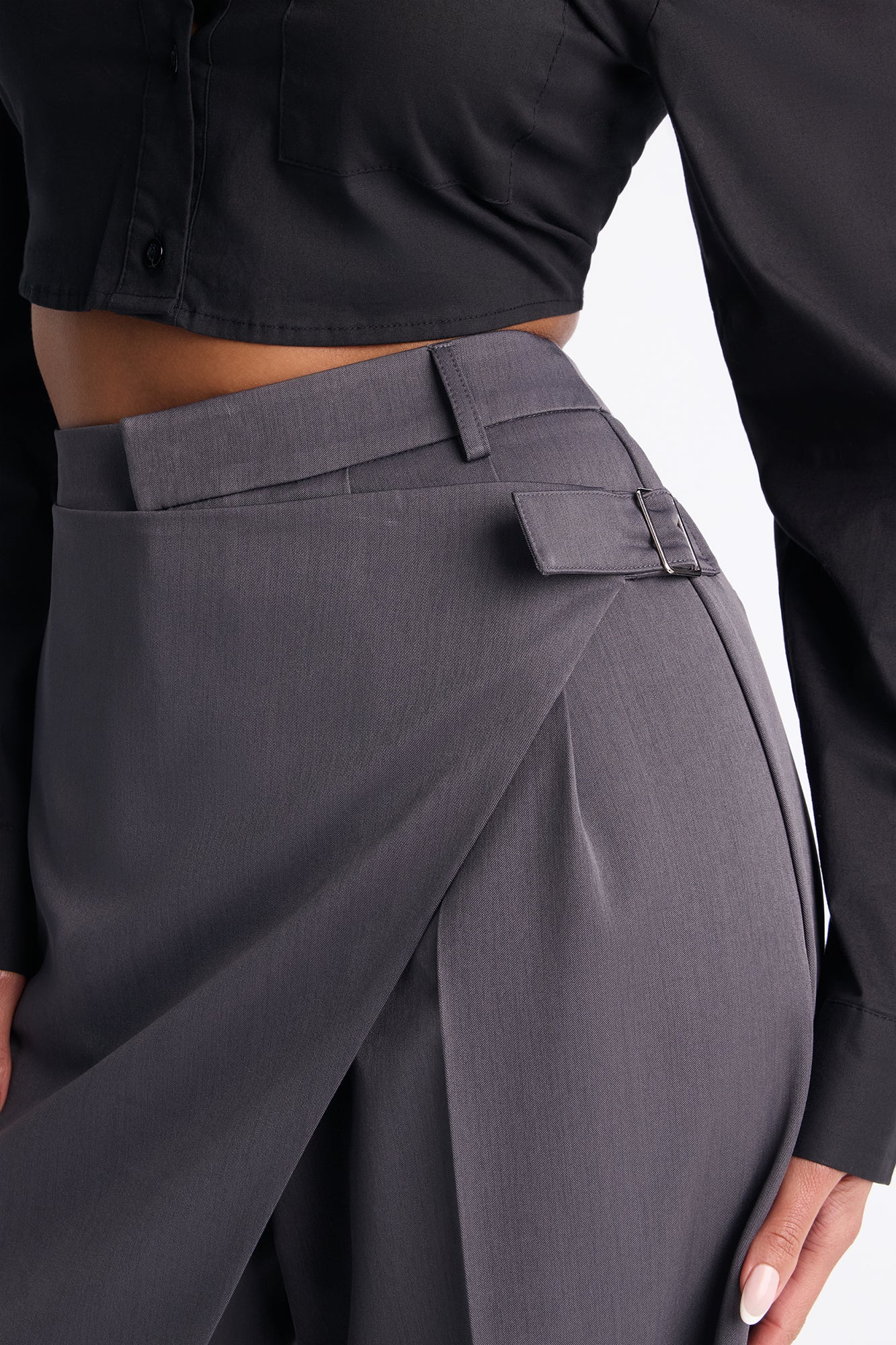 Tailored Touch Wrap Front Trouser 33″ - Charcoal