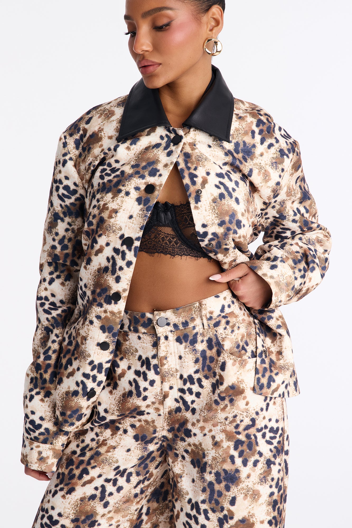 Caught In The Wild Animal Print Pant Set - Brown Combo