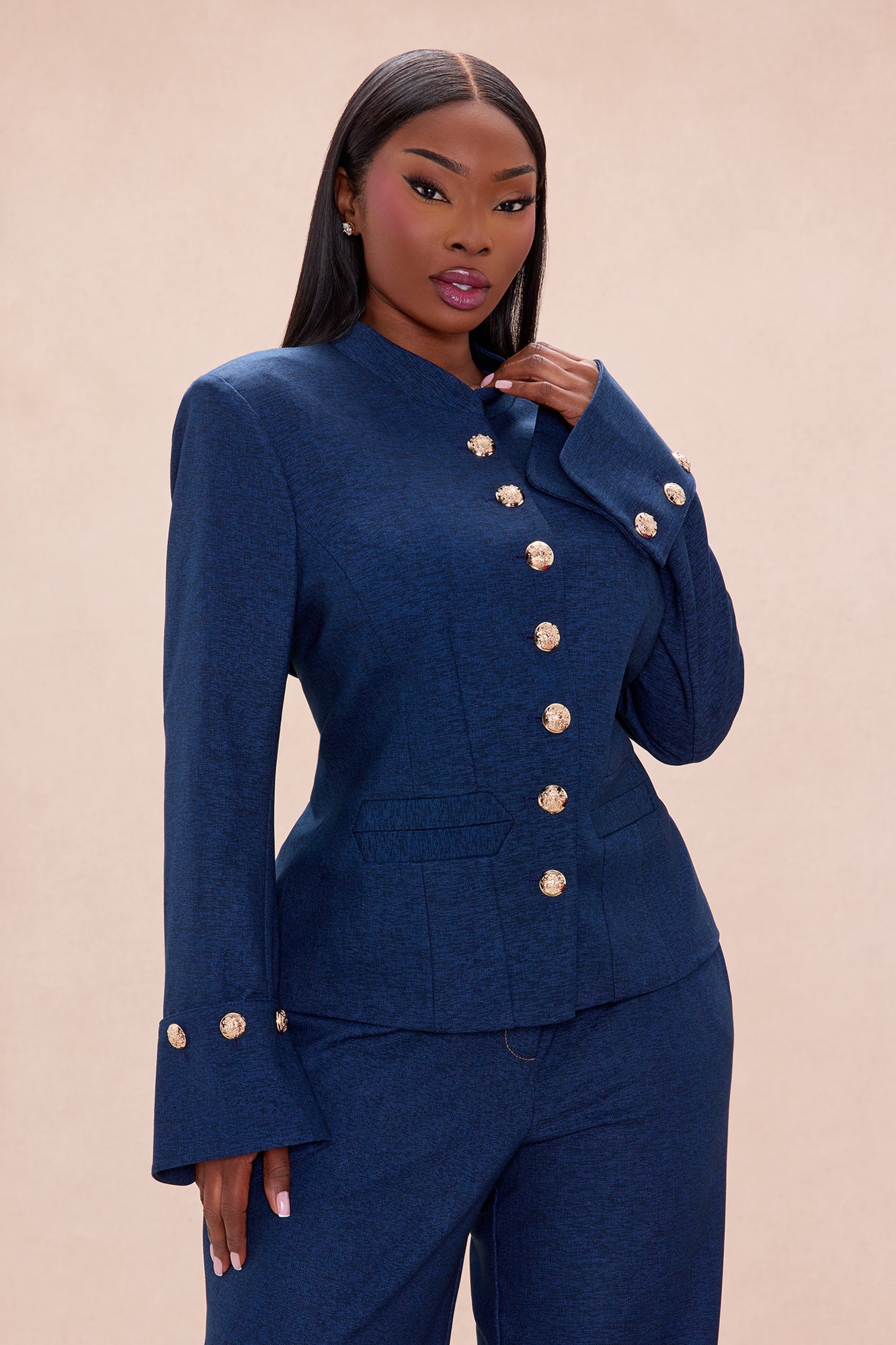 Portia Collared Jacket - Denim