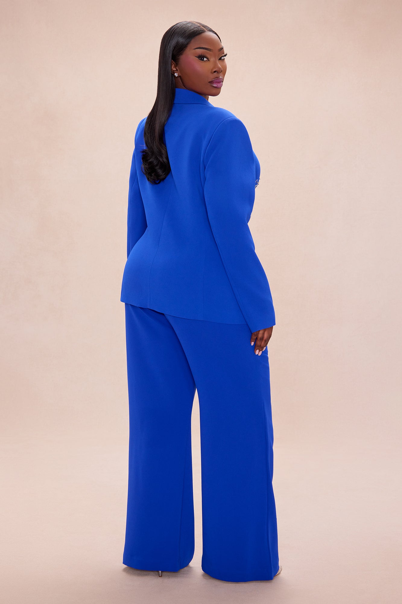 Riley Embellished Blazer Pant Set - Royal