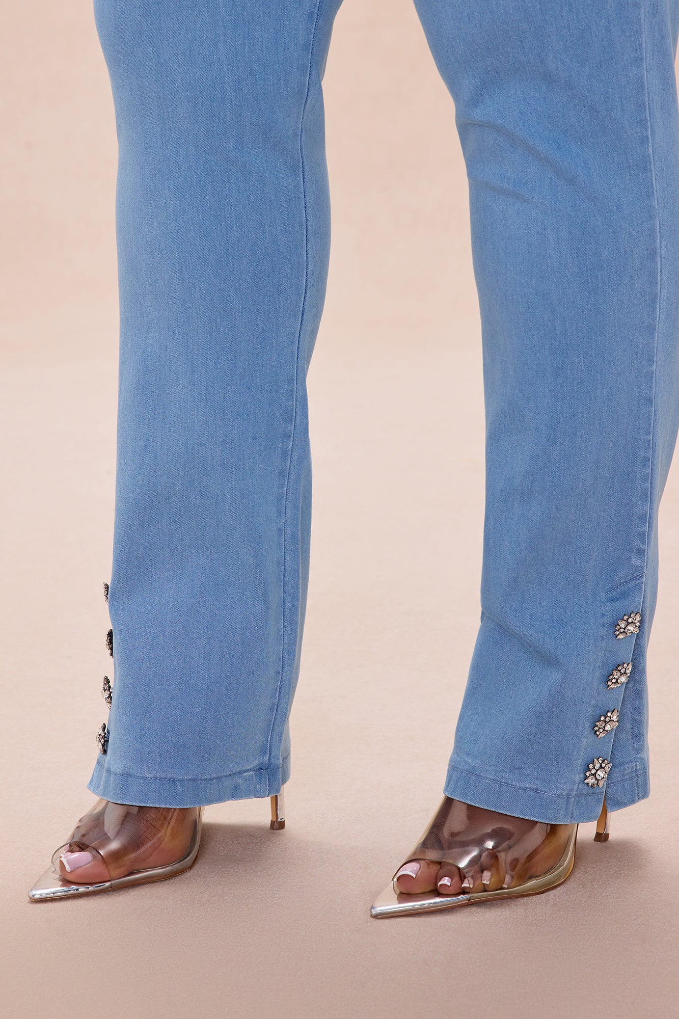 Shantel Denim Blazer Pant Set - Light Wash
