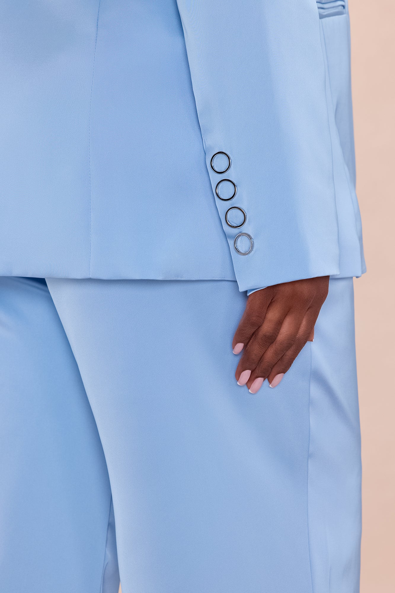 Maylee Satin Blazer - Light Blue