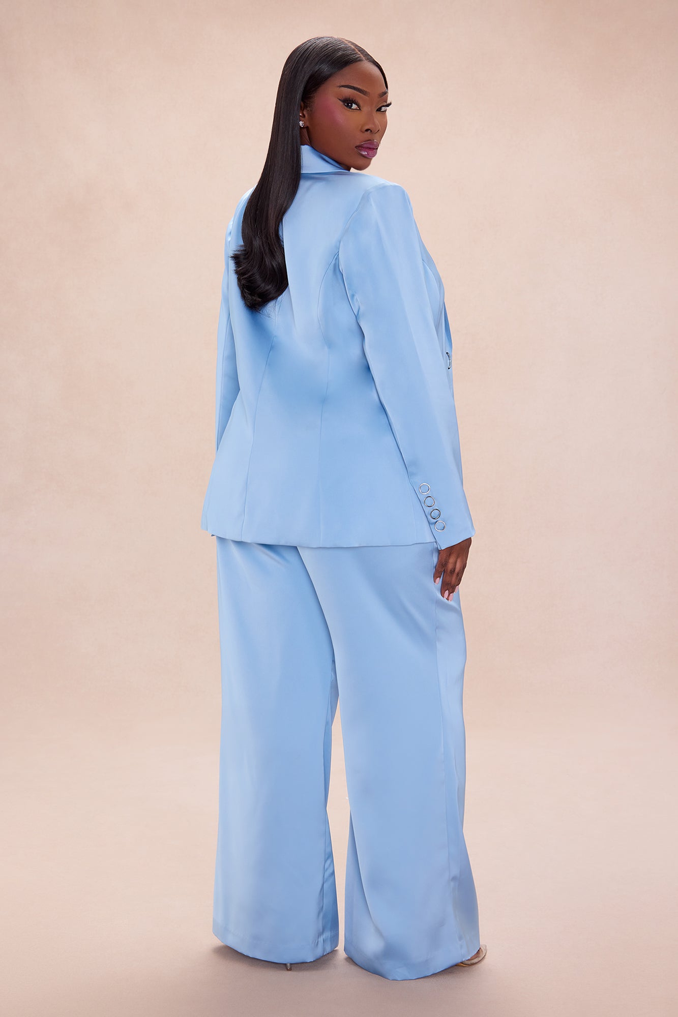 Maylee Satin Blazer - Light Blue
