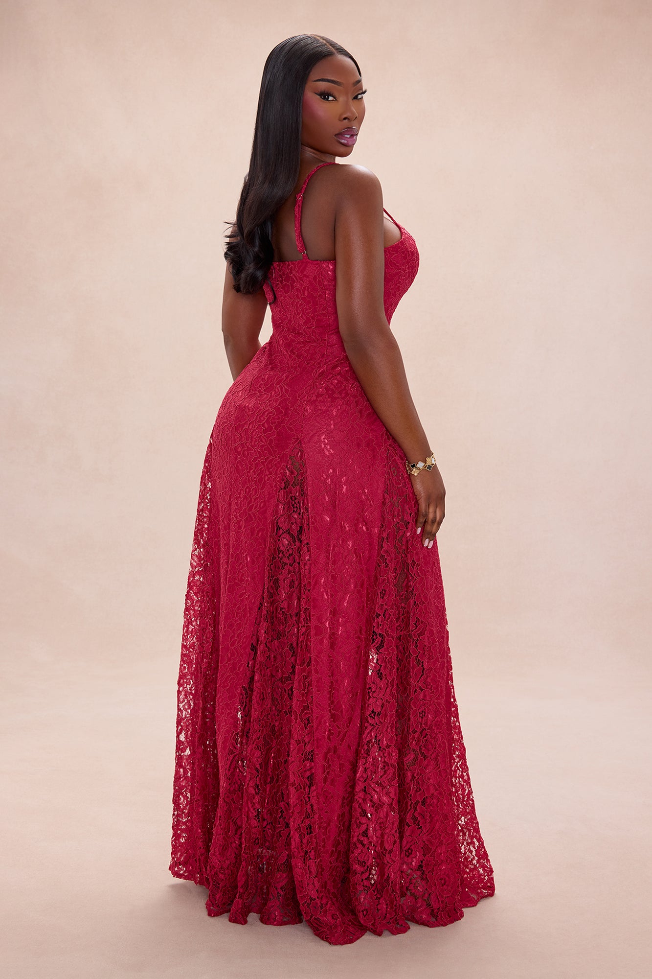 Reina Lace Gown - Wine