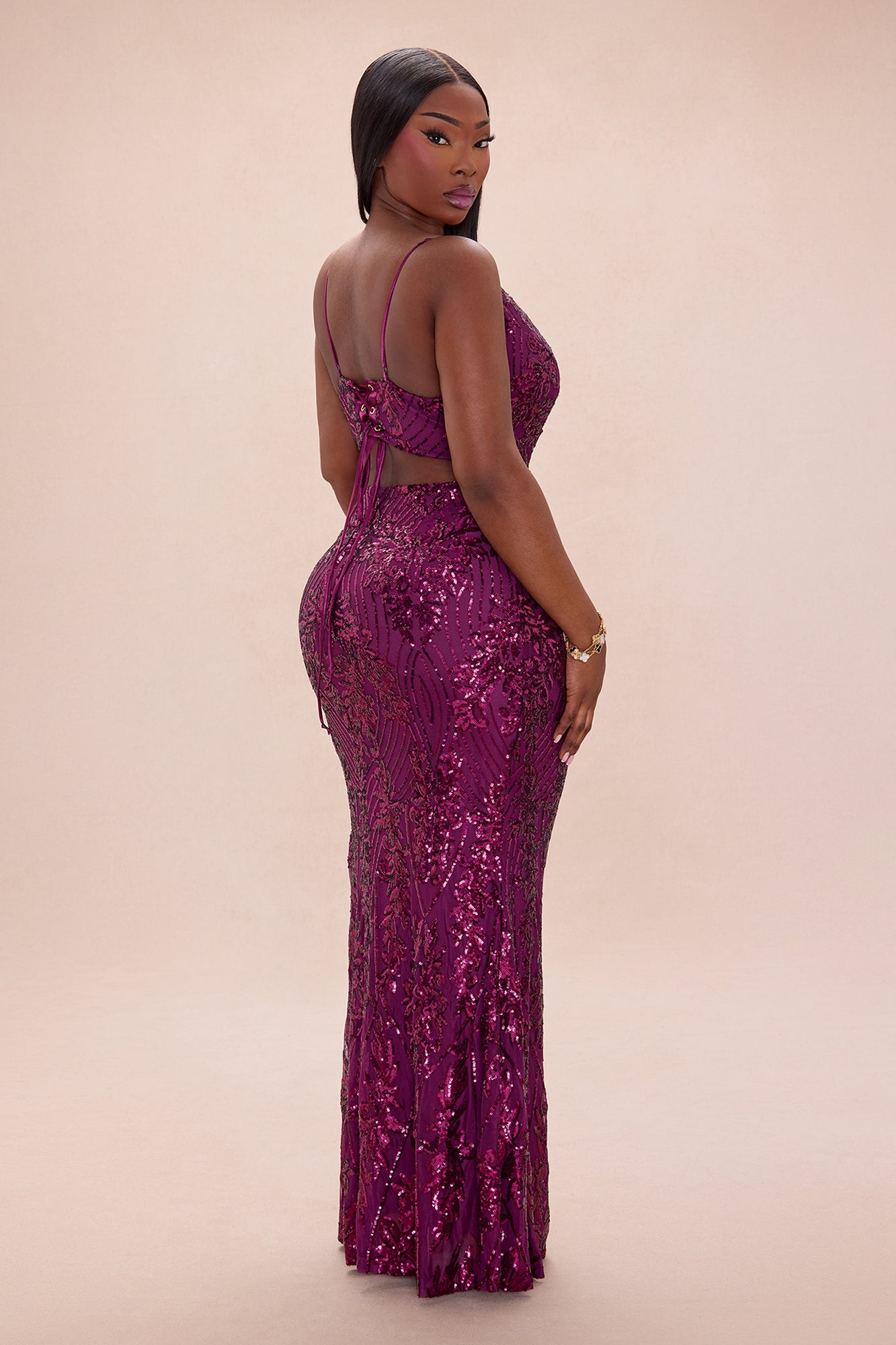 Only You Sequin Maxi Gown - Plum