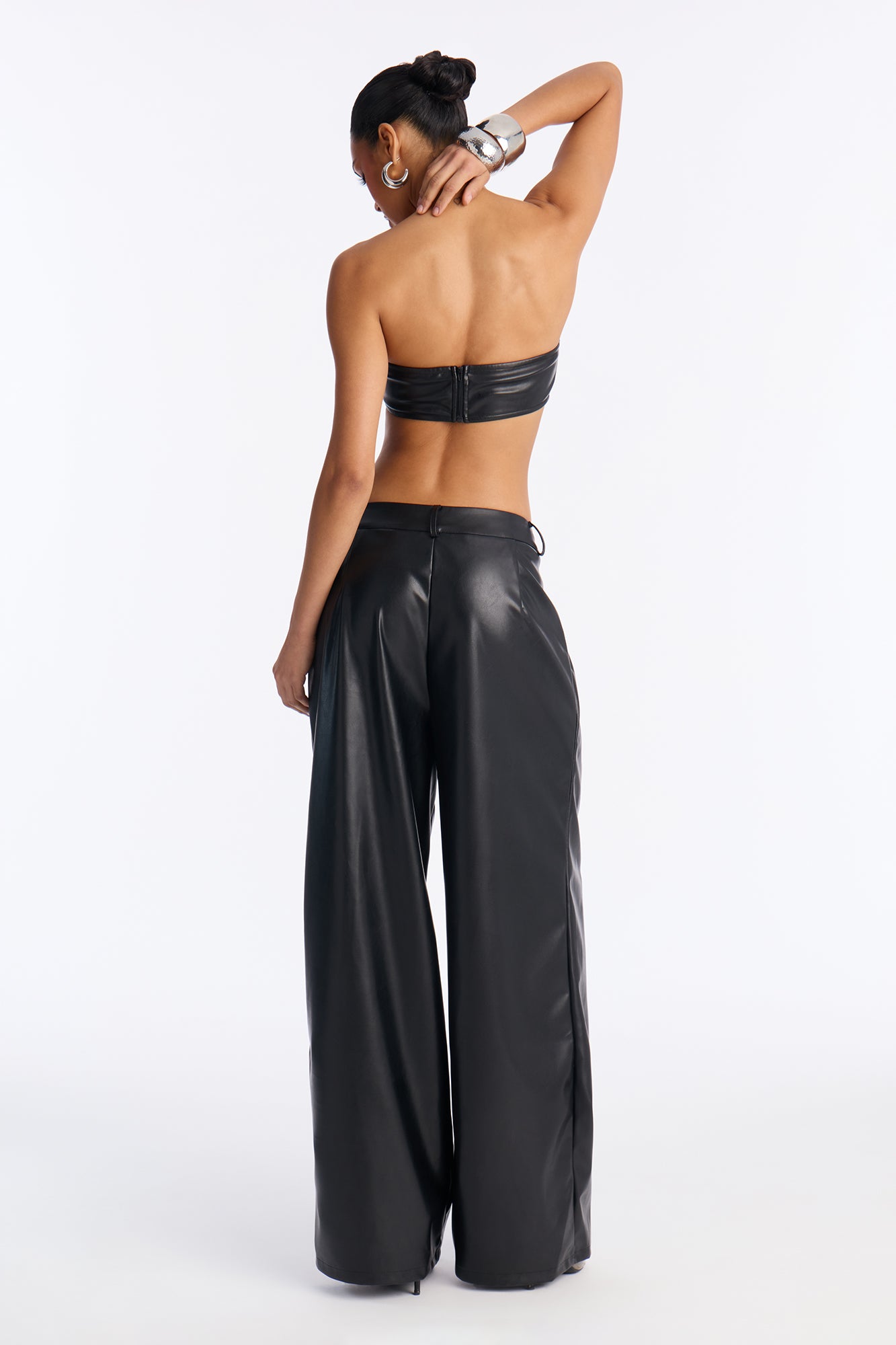 Kya Faux Leather Pant Set - Black