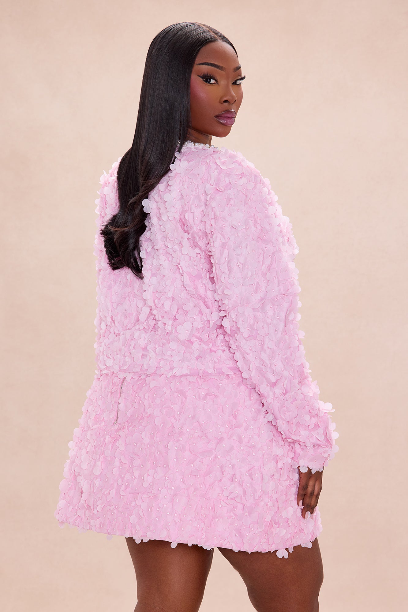 Daisy Embellished Trim Tulle Jacket - Light Pink