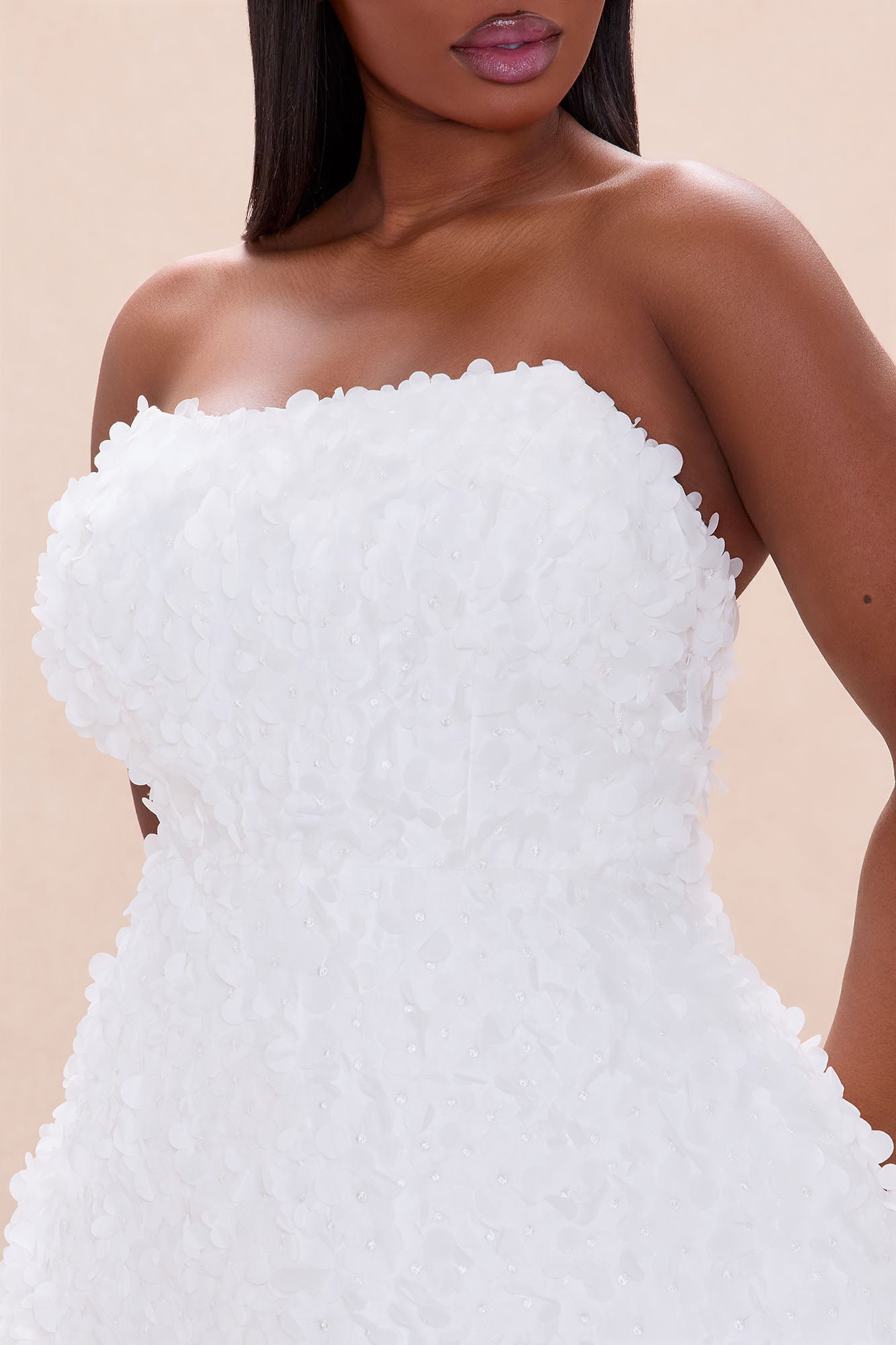 Daisy Strapless Tulle Mini Dress - White