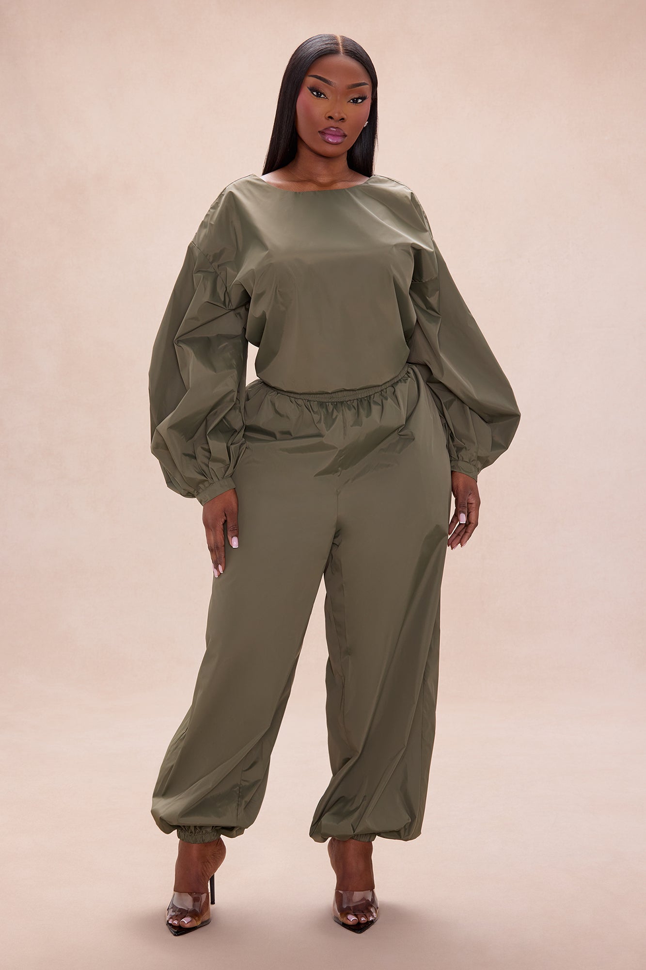 Jalene Balloon Pant Set - Olive