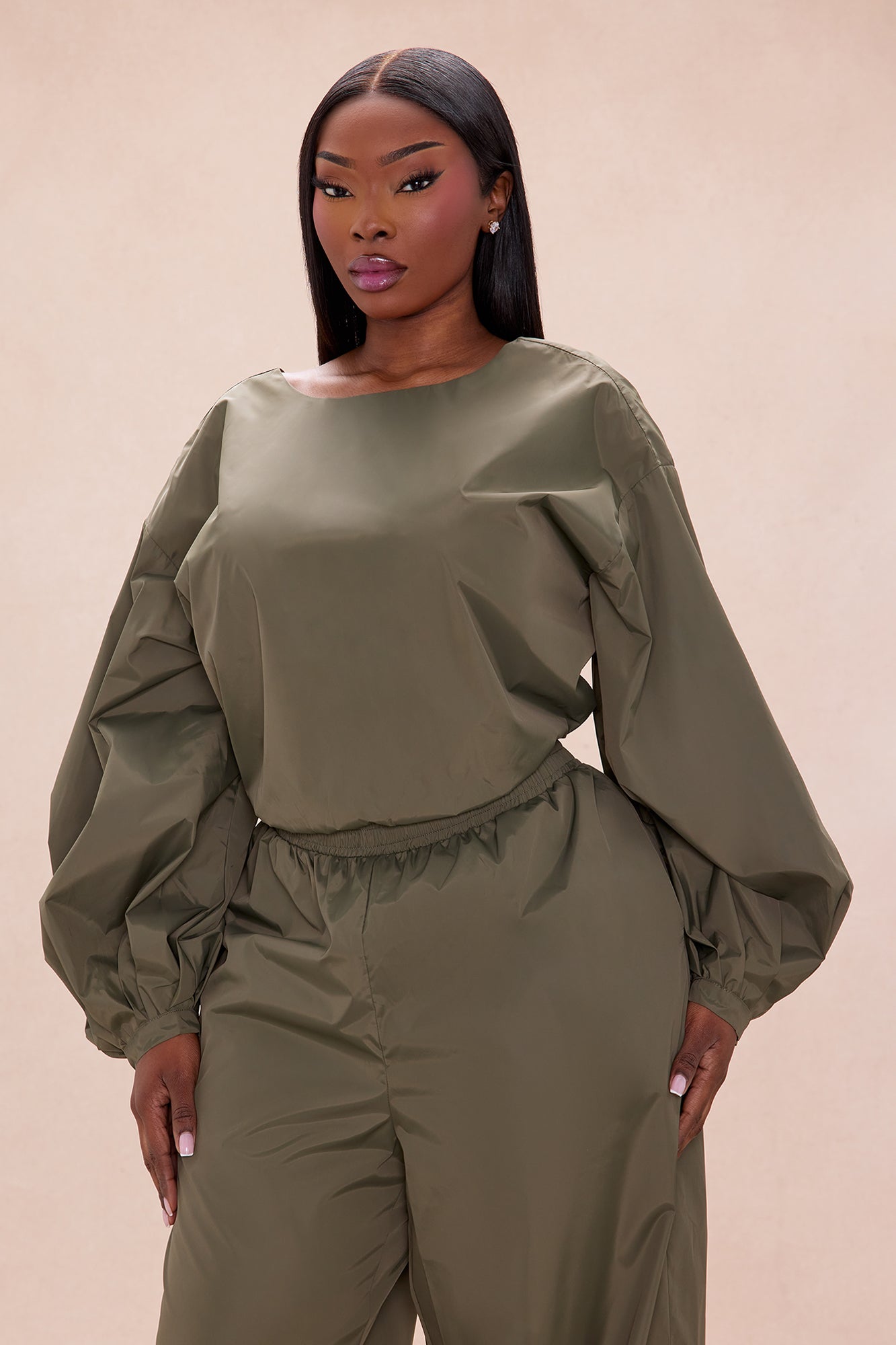 Jalene Balloon Pant Set - Olive