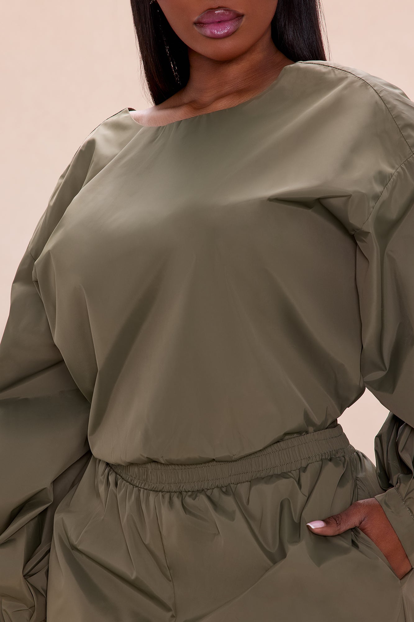 Jalene Balloon Pant Set - Olive