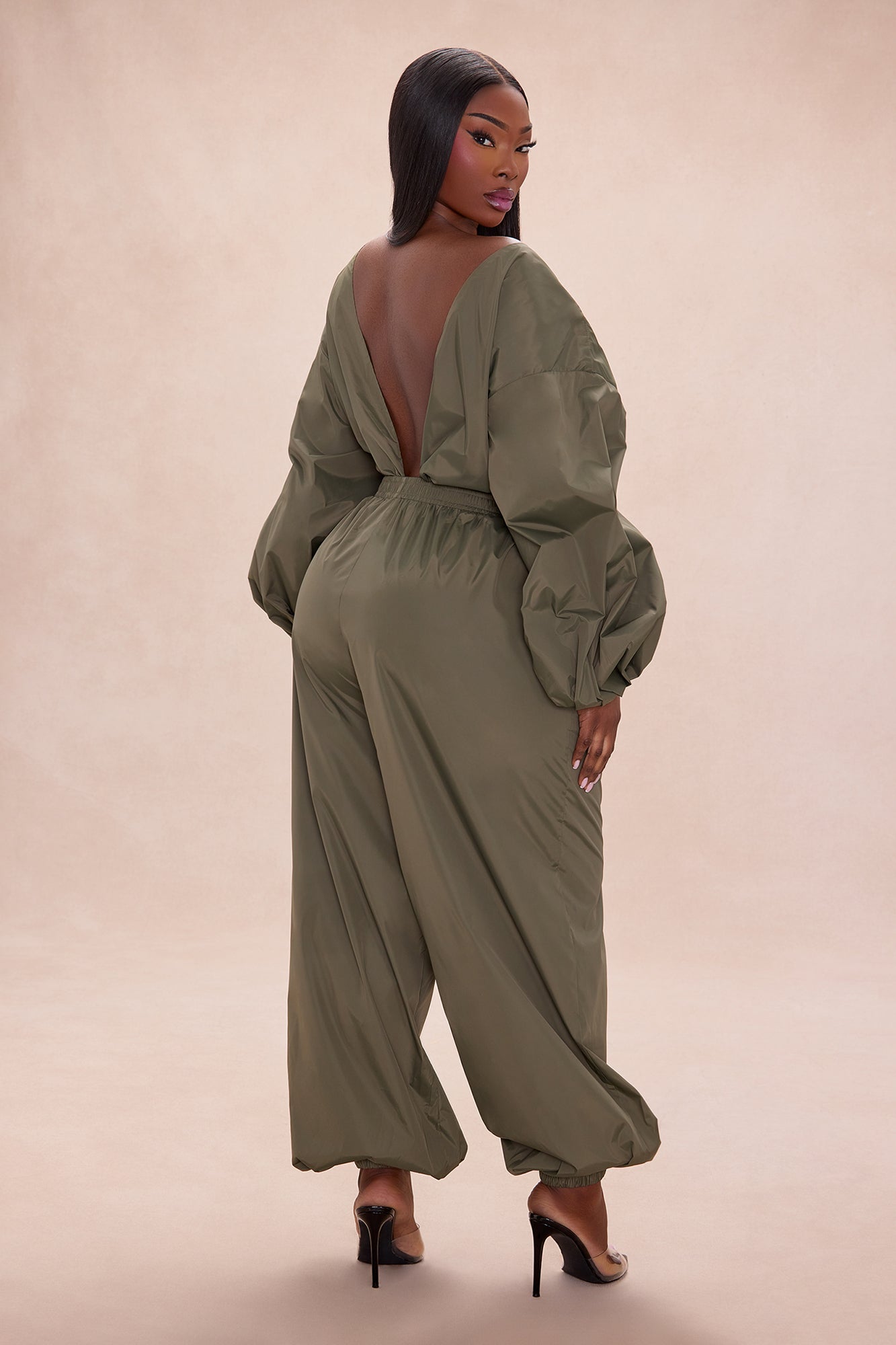 Jalene Balloon Pant Set - Olive